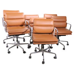 Set of 6 Eames Aluminum Group Soft Pad Swivel Tilt Desk, Office, Dining Chair 