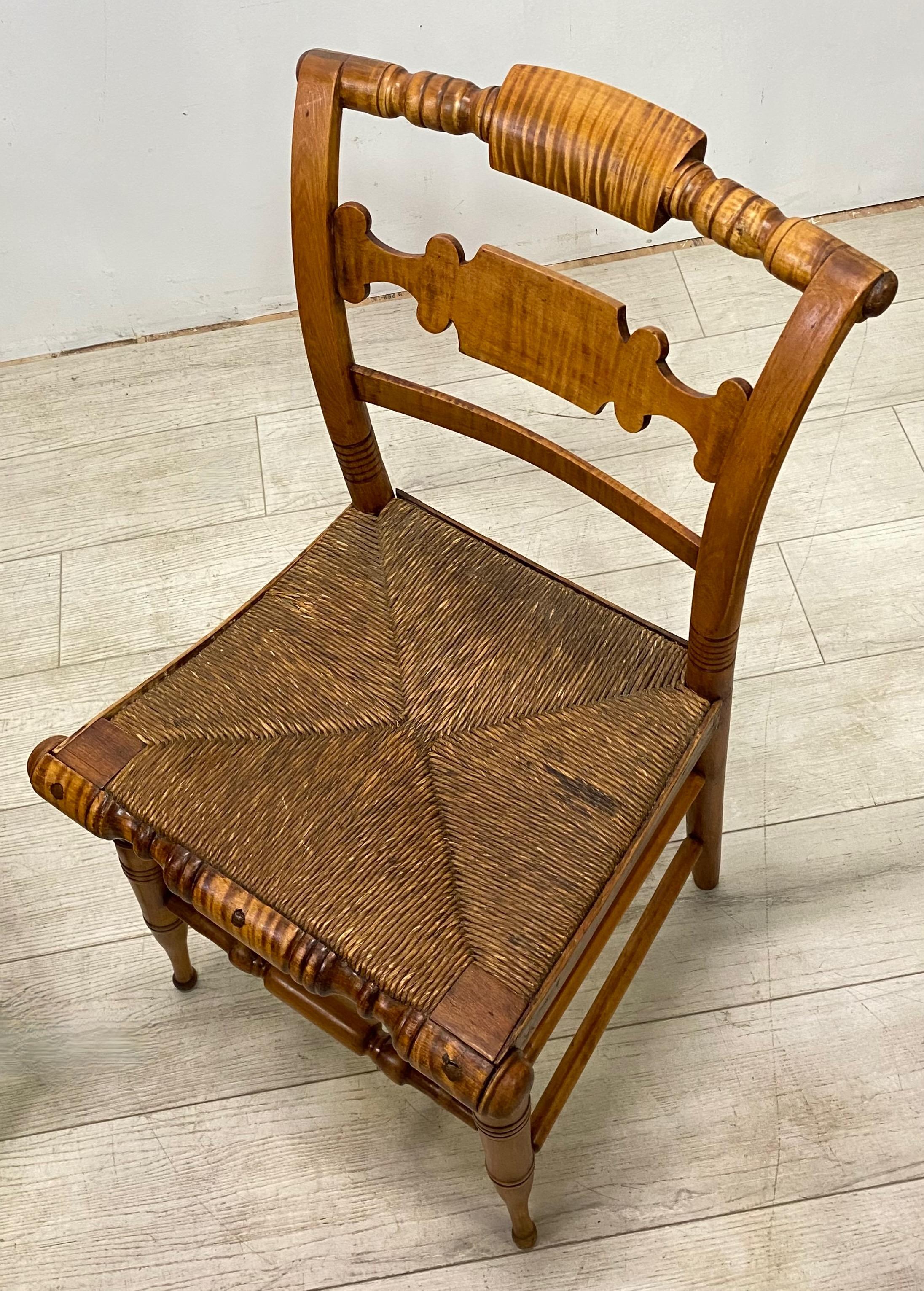 Set of 6 Early 19th Century American Tiger Maple Hitchcock Chairs 2