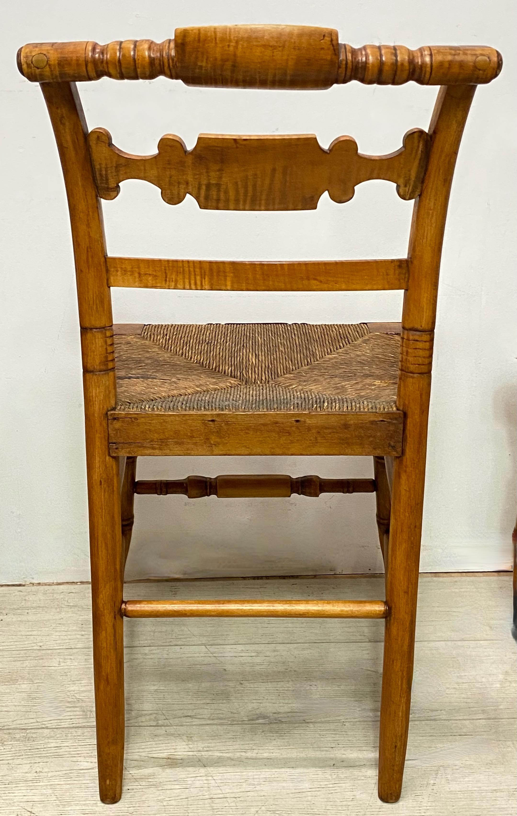 Set of 6 Early 19th Century American Tiger Maple Hitchcock Chairs 4