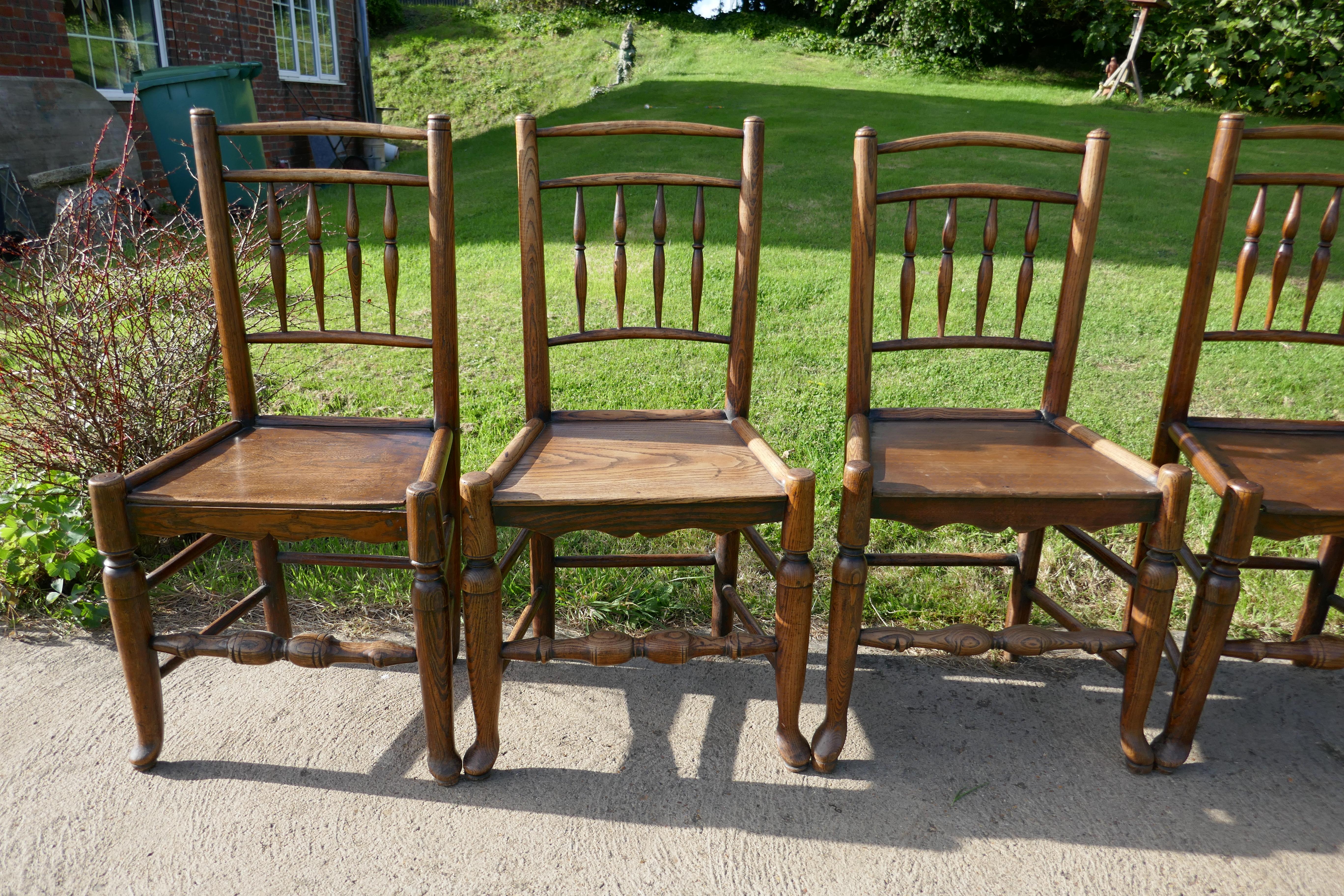 Set of 6 Early 19th Century Elm and Ash Country Chairs 7