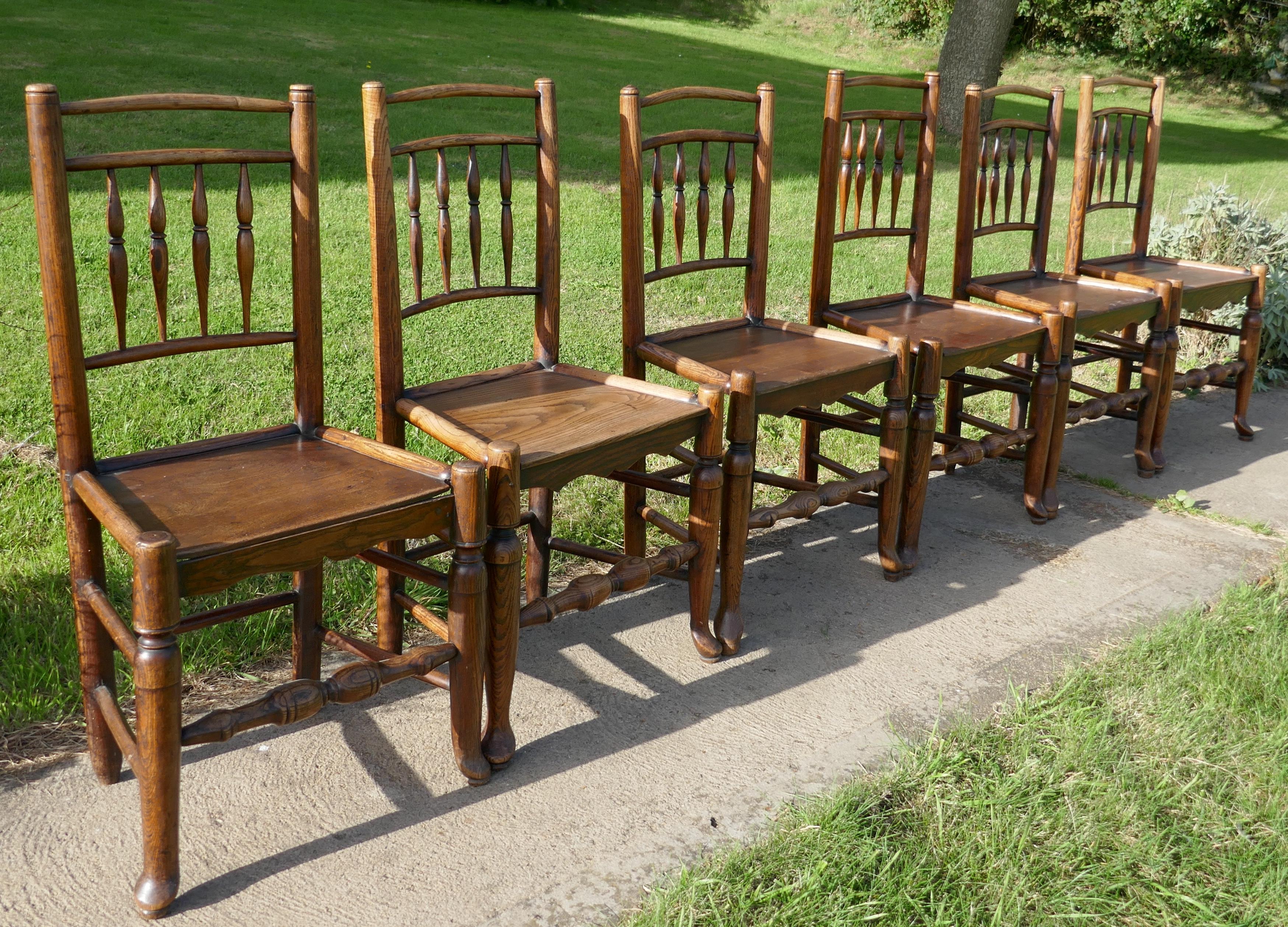 Set of 6 Early 19th Century Elm and Ash Country Chairs 8