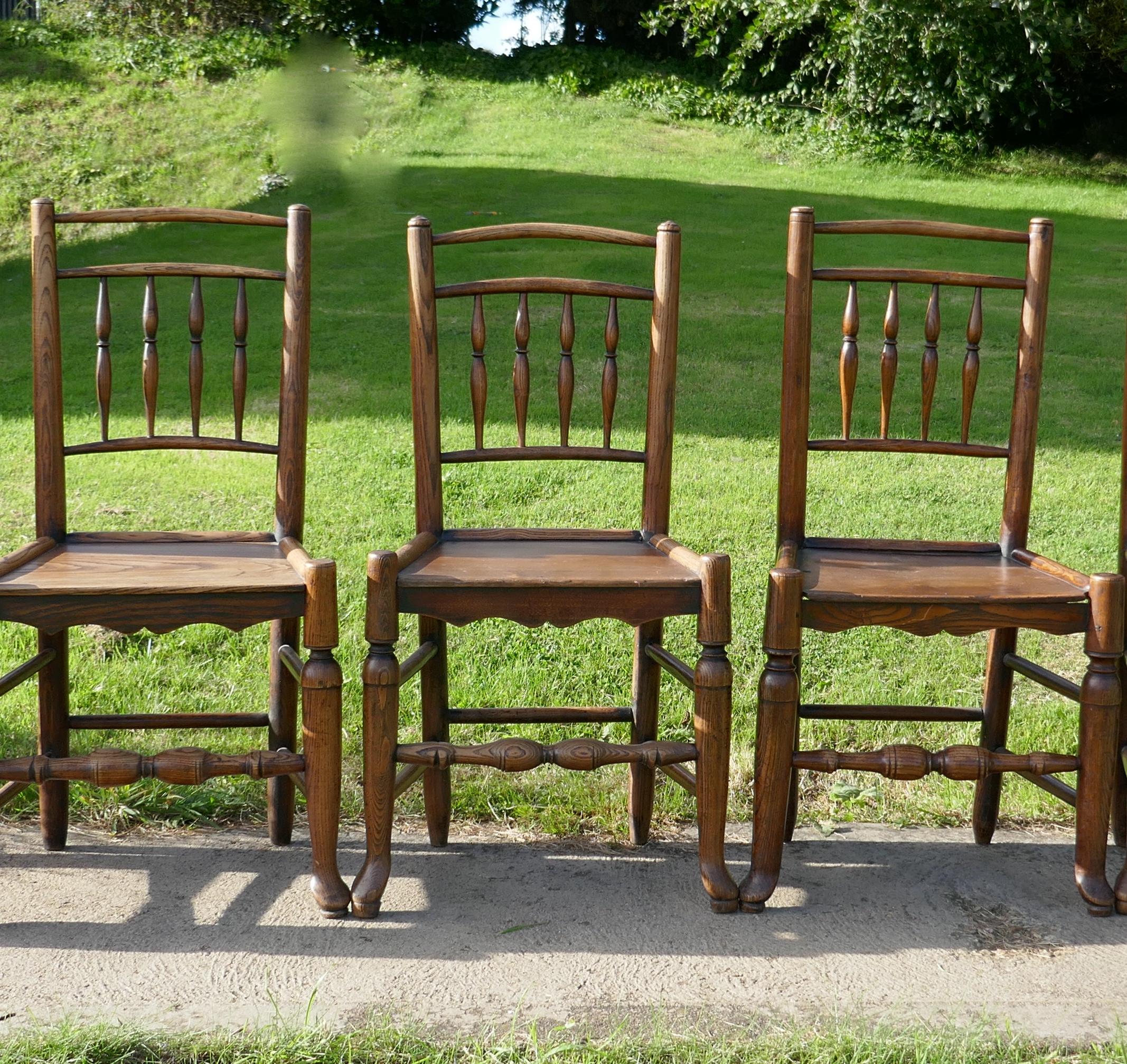 Set of 6 Early 19th Century Elm and Ash Country Chairs 9