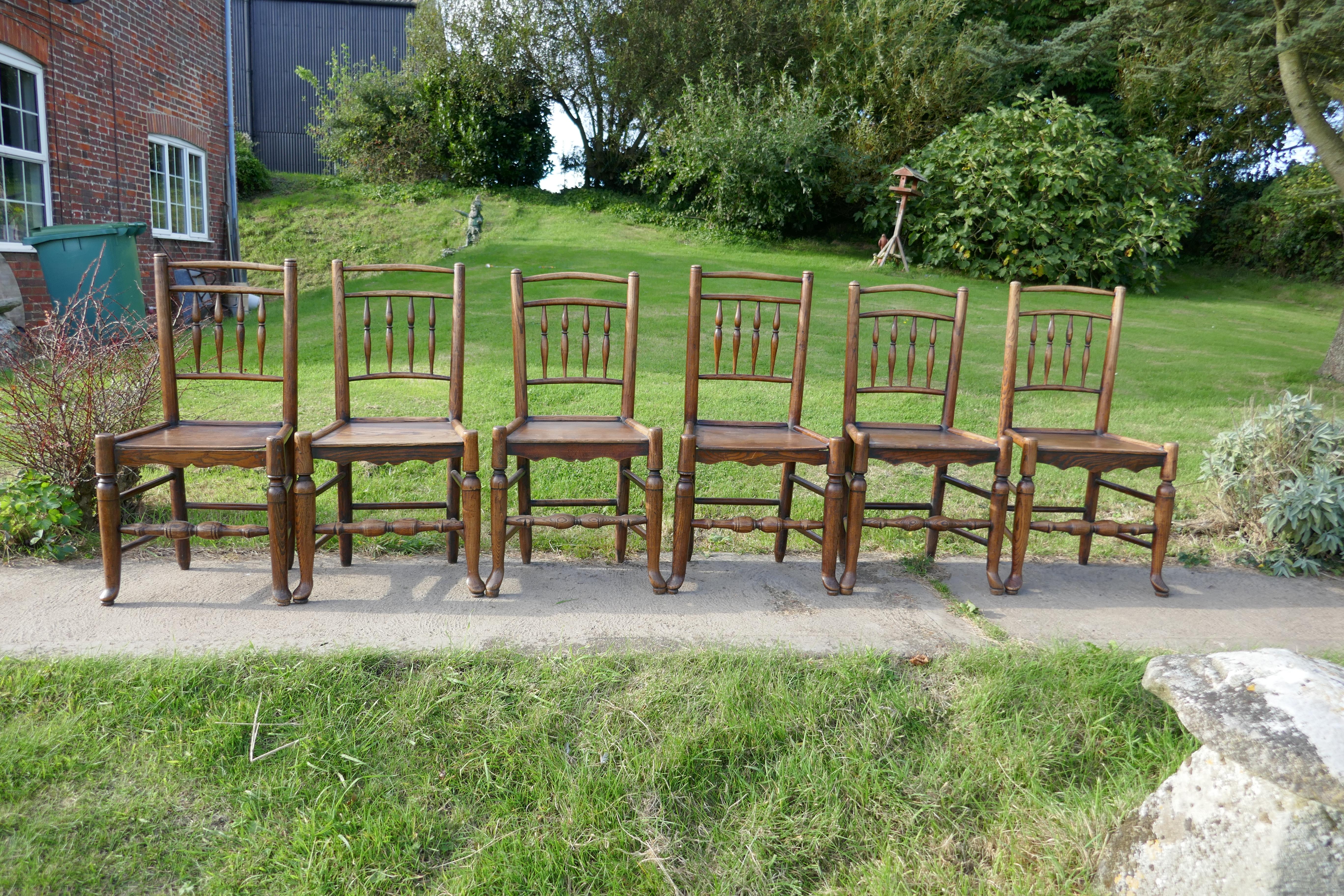 Set of 6 Early 19th Century Elm and Ash Country Chairs 3