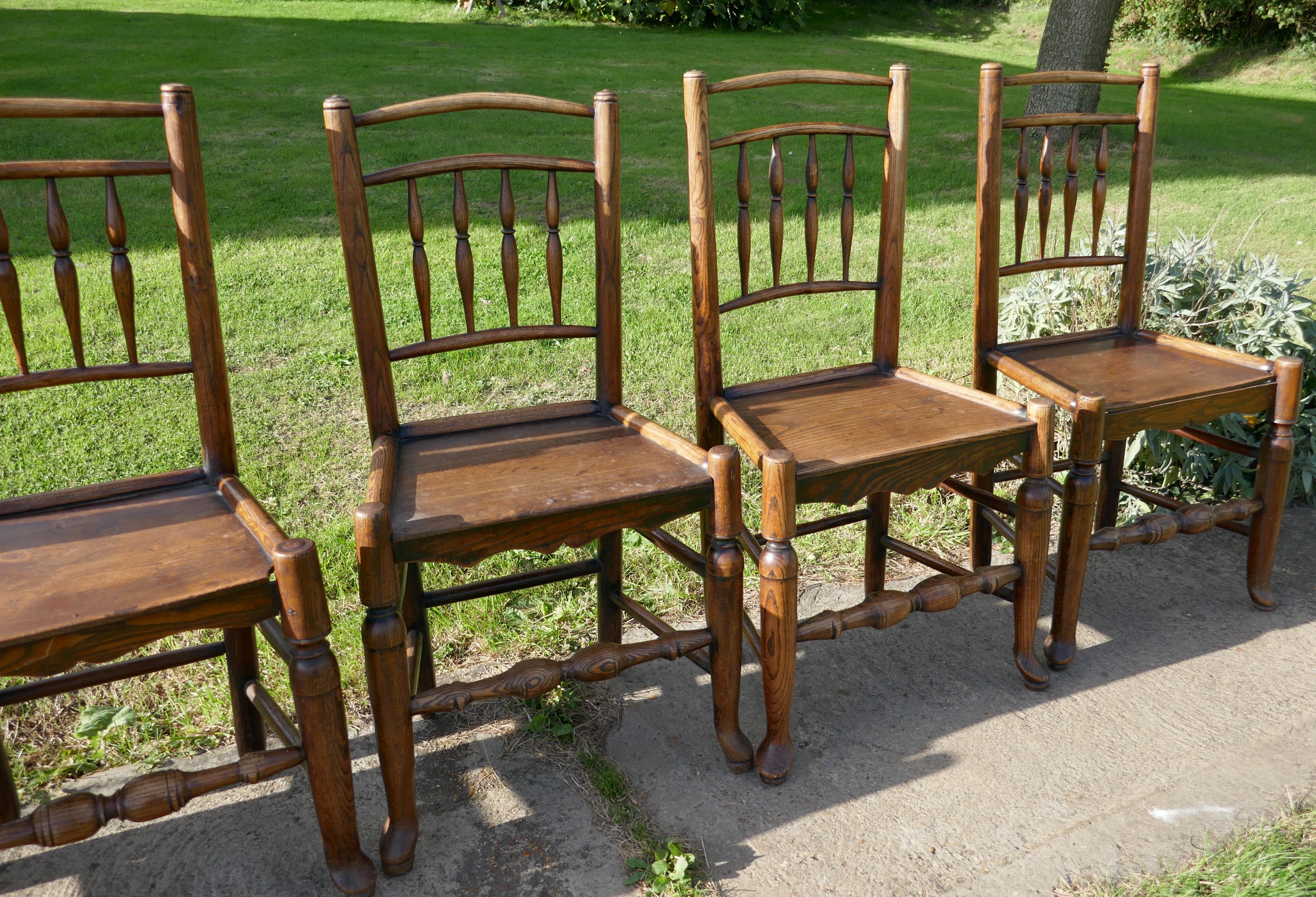 Set of 6 Early 19th Century Elm and Ash Country Chairs 5