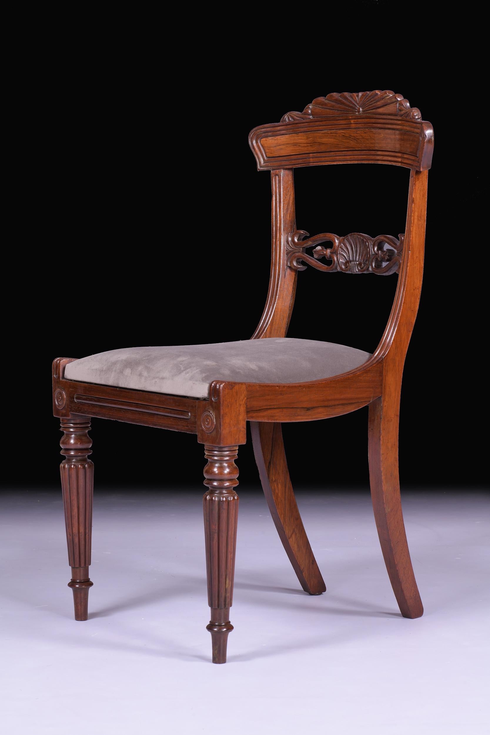 Wood Set Of 6 Early 19th Century English Regency Chairs Attributed To Gillows  For Sale