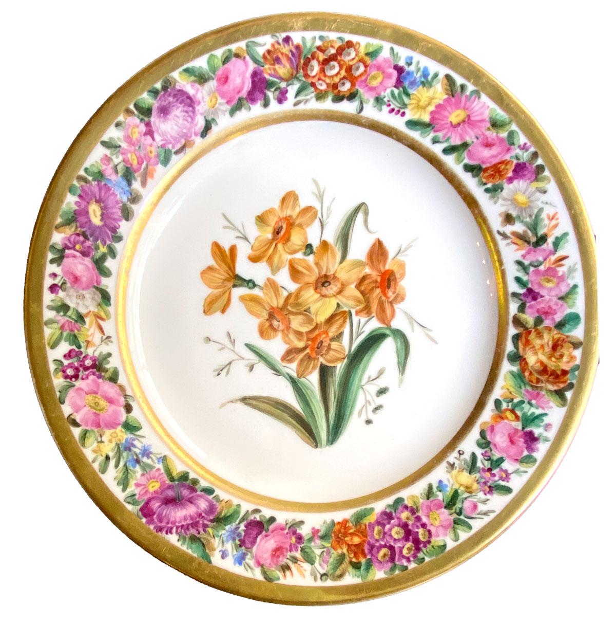 Set of 6 Early 19th Century Flower Plates by Denuelle - Vieux Paris  1