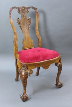 Set of 6 Early 20th Century Georgian Style Carved Walnut Dining Chairs