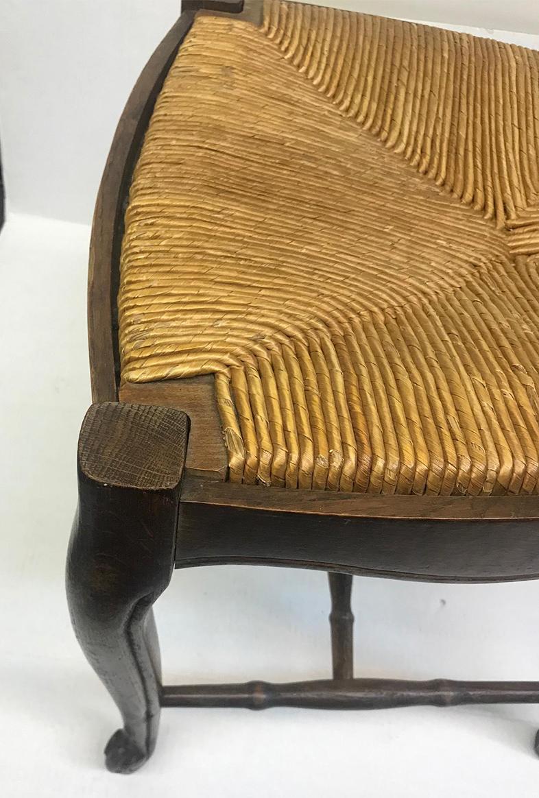 Set of 6 Early 20th Century French Oak with Rush Seat Side Chairs For Sale 1