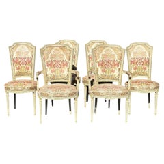 Set of 6 Early 20th Century Louis XVI Dining Chairs With Original Upholstery