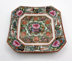 Set of 6 Early 20th Century Rose Canton Square Bread & Butter Plates