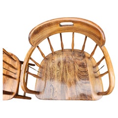 Set of 6 Early 20thC Firehouse Windsor Oak & Walnut Dining Chairs C1910