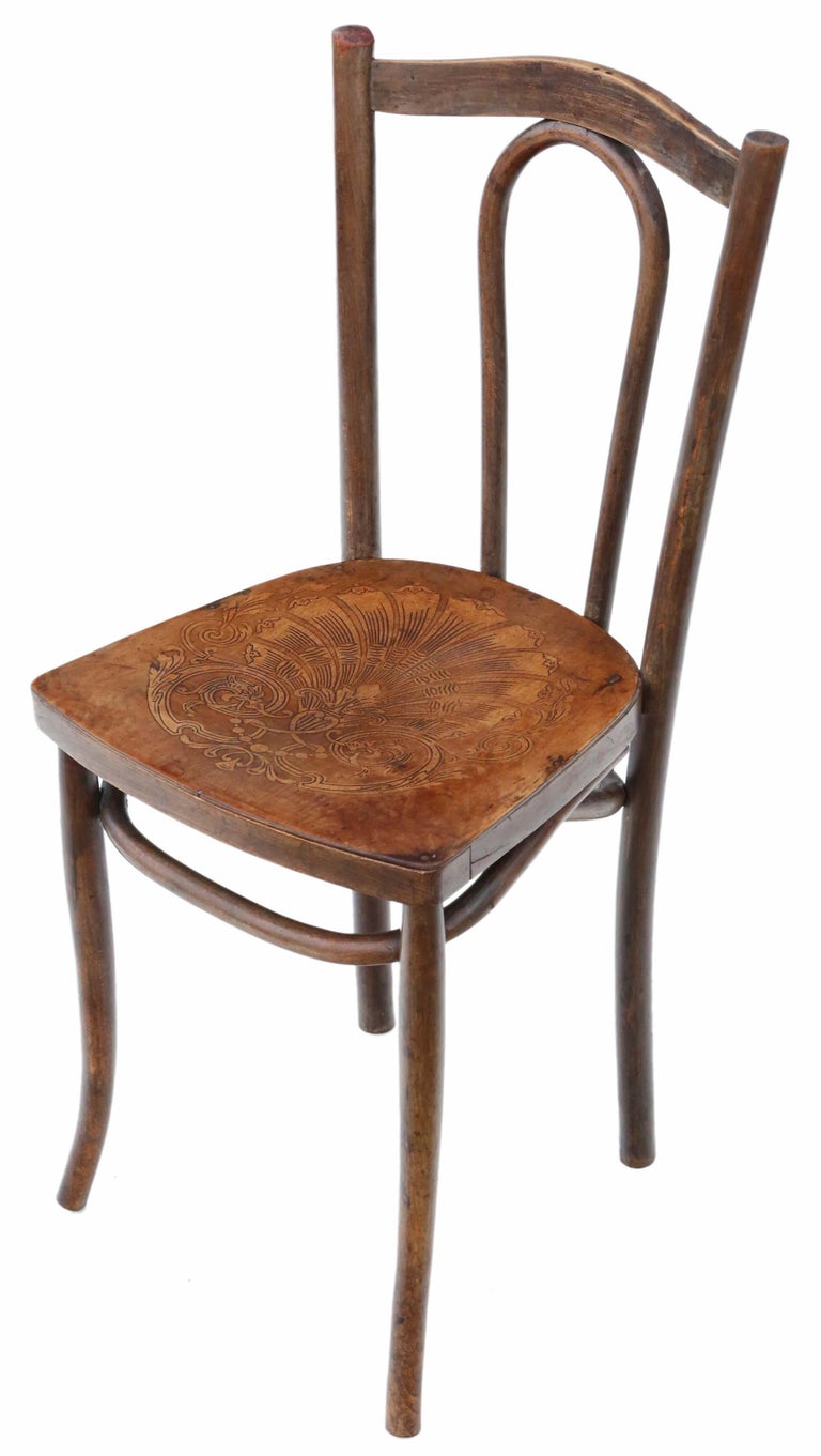Set of 6 Early Bentwood Kitchen Dining Chairs, 19th Century For Sale at