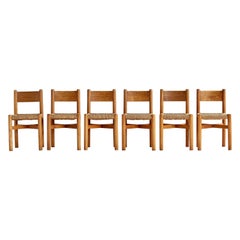 Set of 6 Early Charlotte Perriand Meribel Chairs by B.C.B