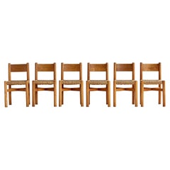 Set of 6 Early Charlotte Perriand Meribel Chairs By B.C.B