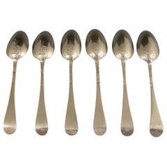 Set of 6 Early George III 'Fancy Back' Teaspoons John Lampfert London circa 1770