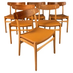 Set of 6 Early Hans Wegner CH23 Dining Chairs, Carl Hansen & Søn, Denmark, 1950s