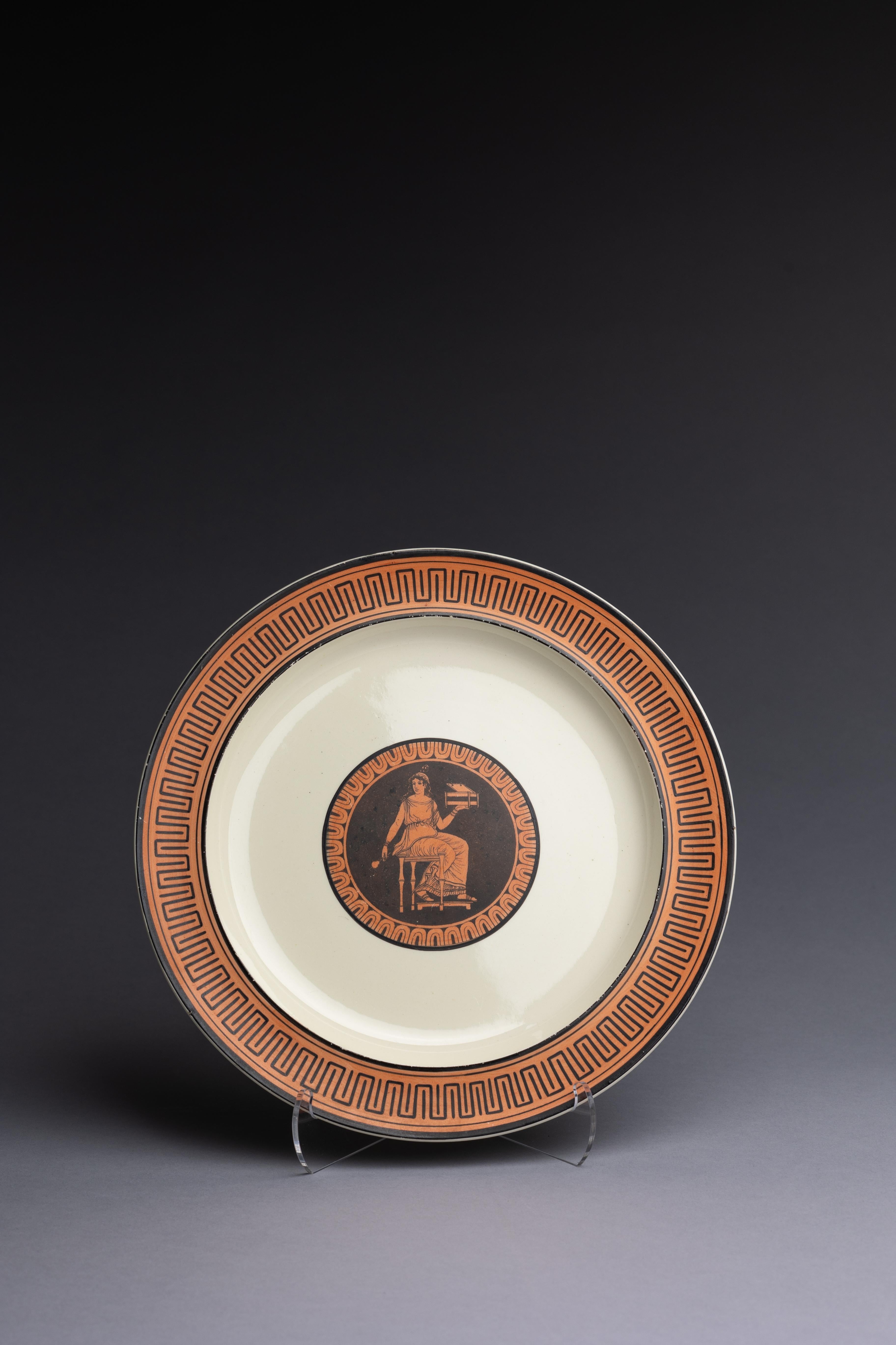 A set of six early Wedgwood creamware Neoclassical dessert dishes made circa 1780.

Sir William Hamilton’s Collection of Etruscan, Greek and Roman antiquities, published in 1766 by Pierre d’Hancarville, was a landmark publication in English