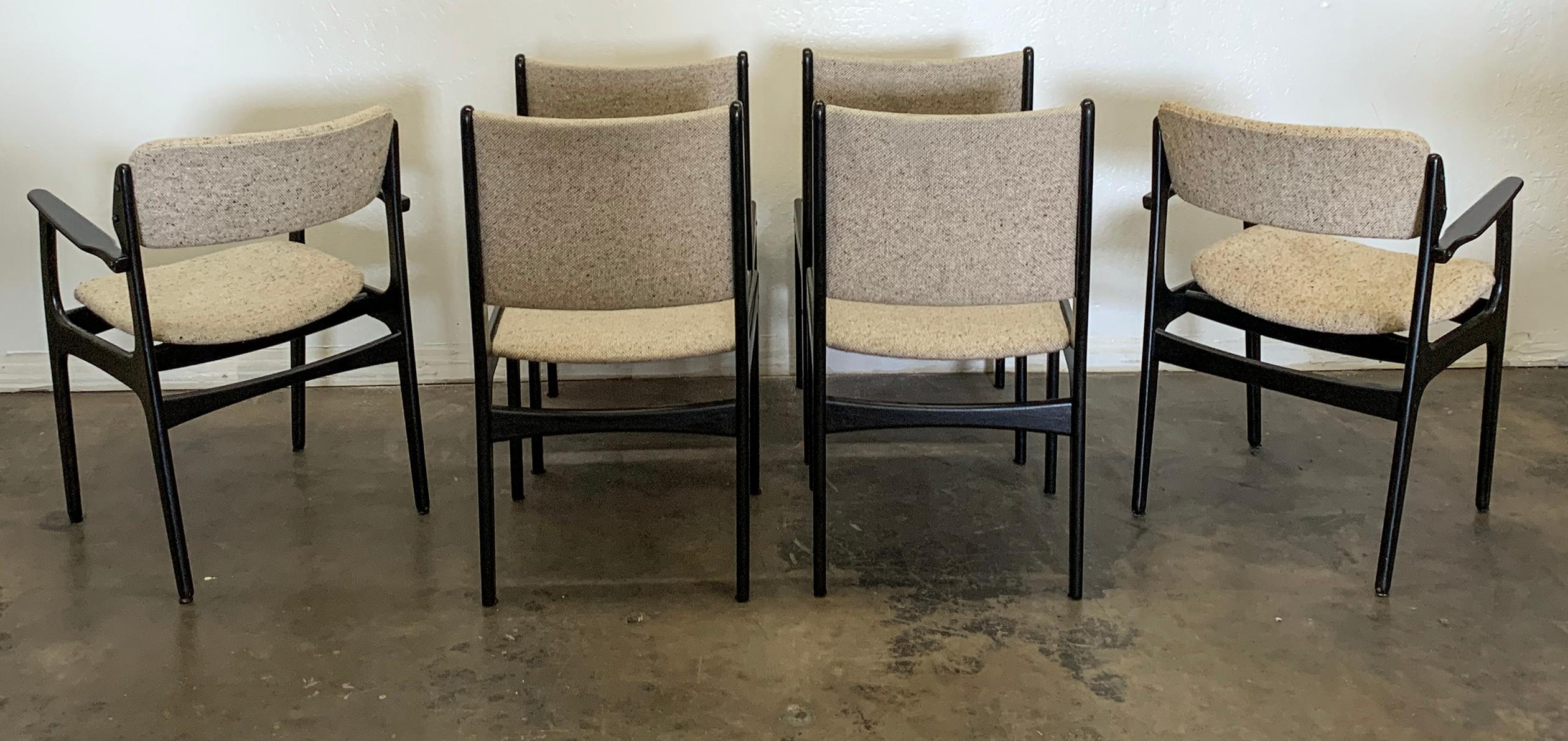 Mid-Century Modern Set of 6 Ebonized Dining Chairs by Erk Buch