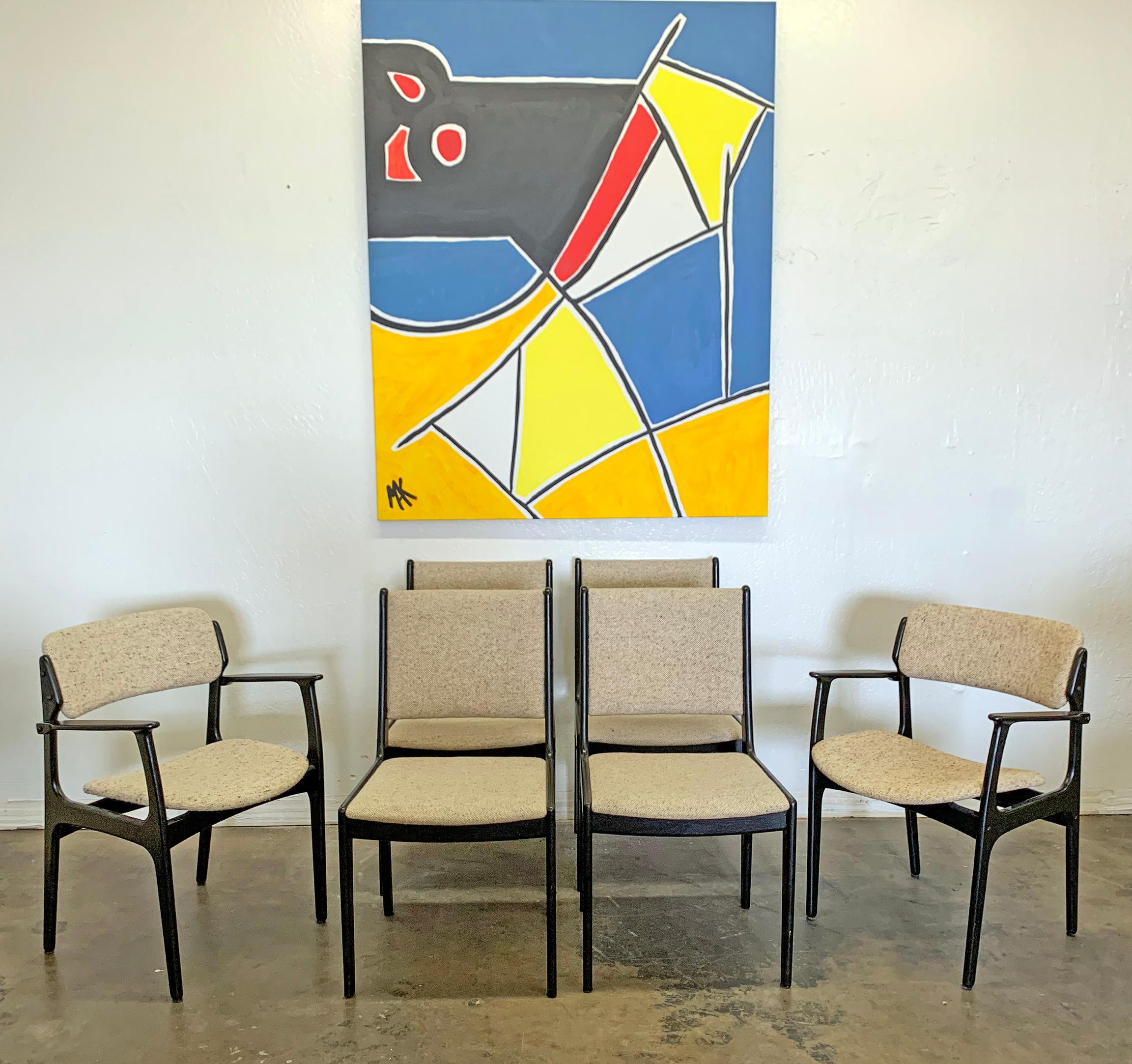 Danish Set of 6 Ebonized Dining Chairs by Erk Buch