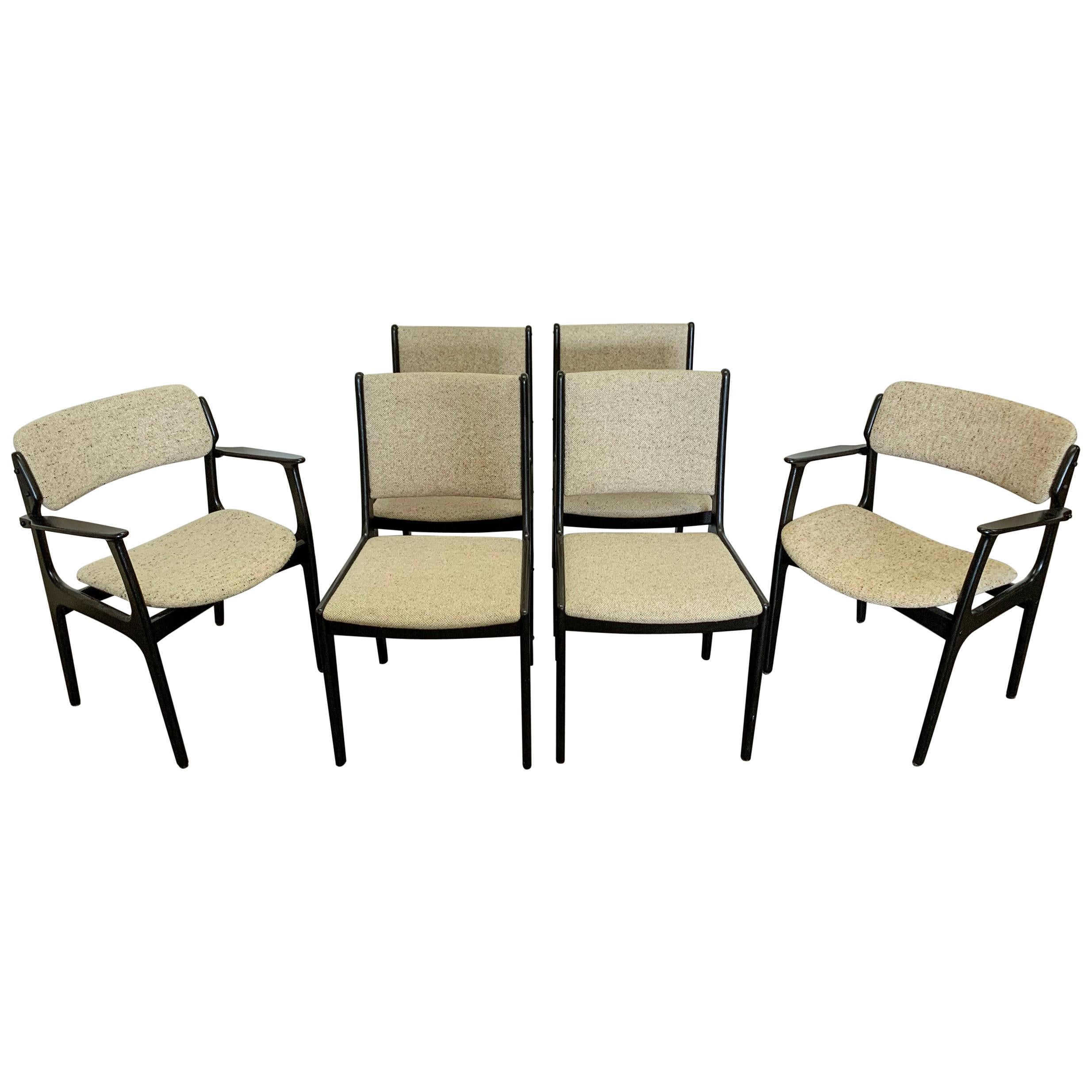 Set of 6 Ebonized Dining Chairs by Erk Buch