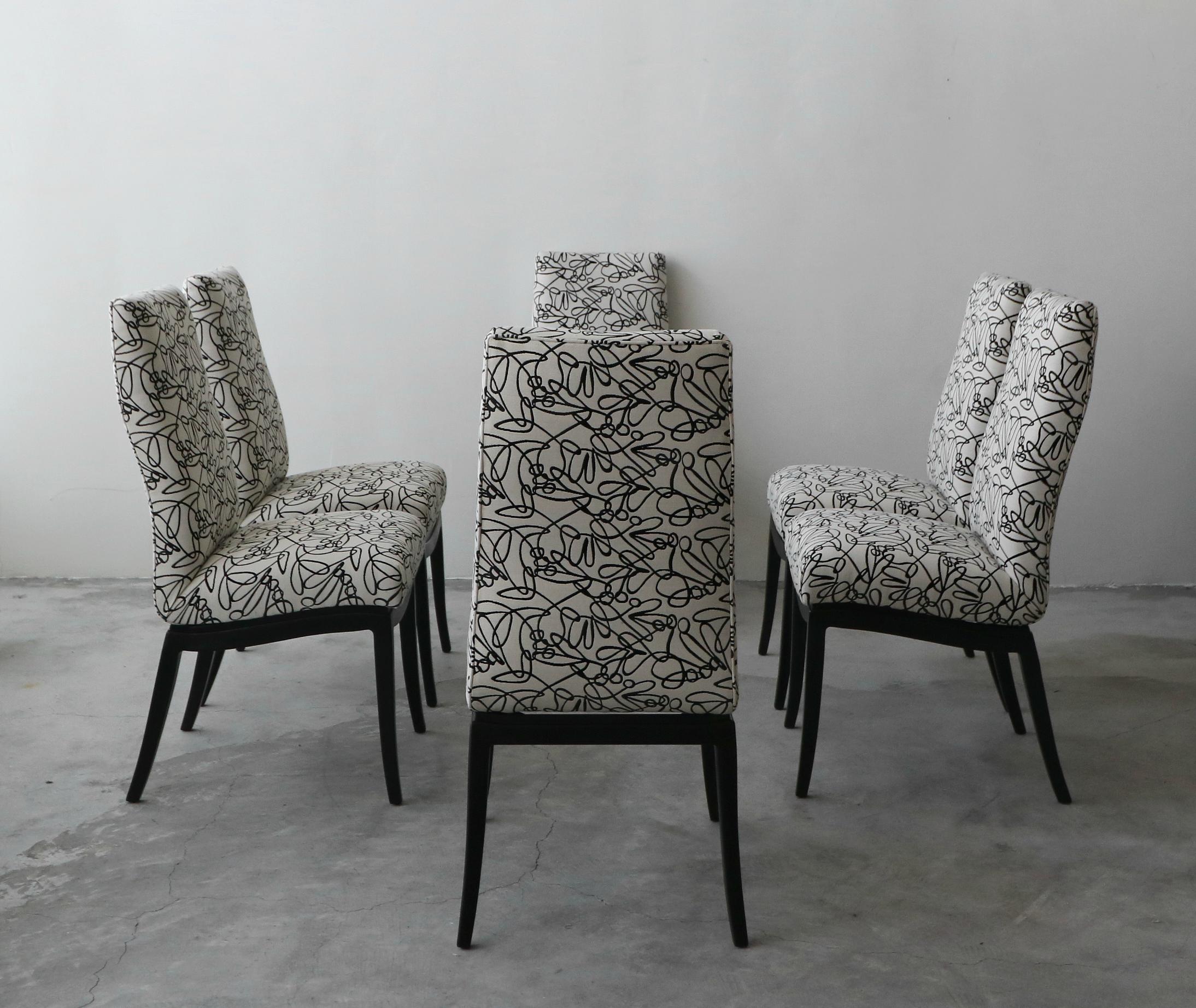 Modern Set of 6 Ebonized Midcentury Dining Chairs