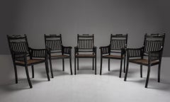 Set of '6' Ebony & Cane Dining Chairs, England, 1940