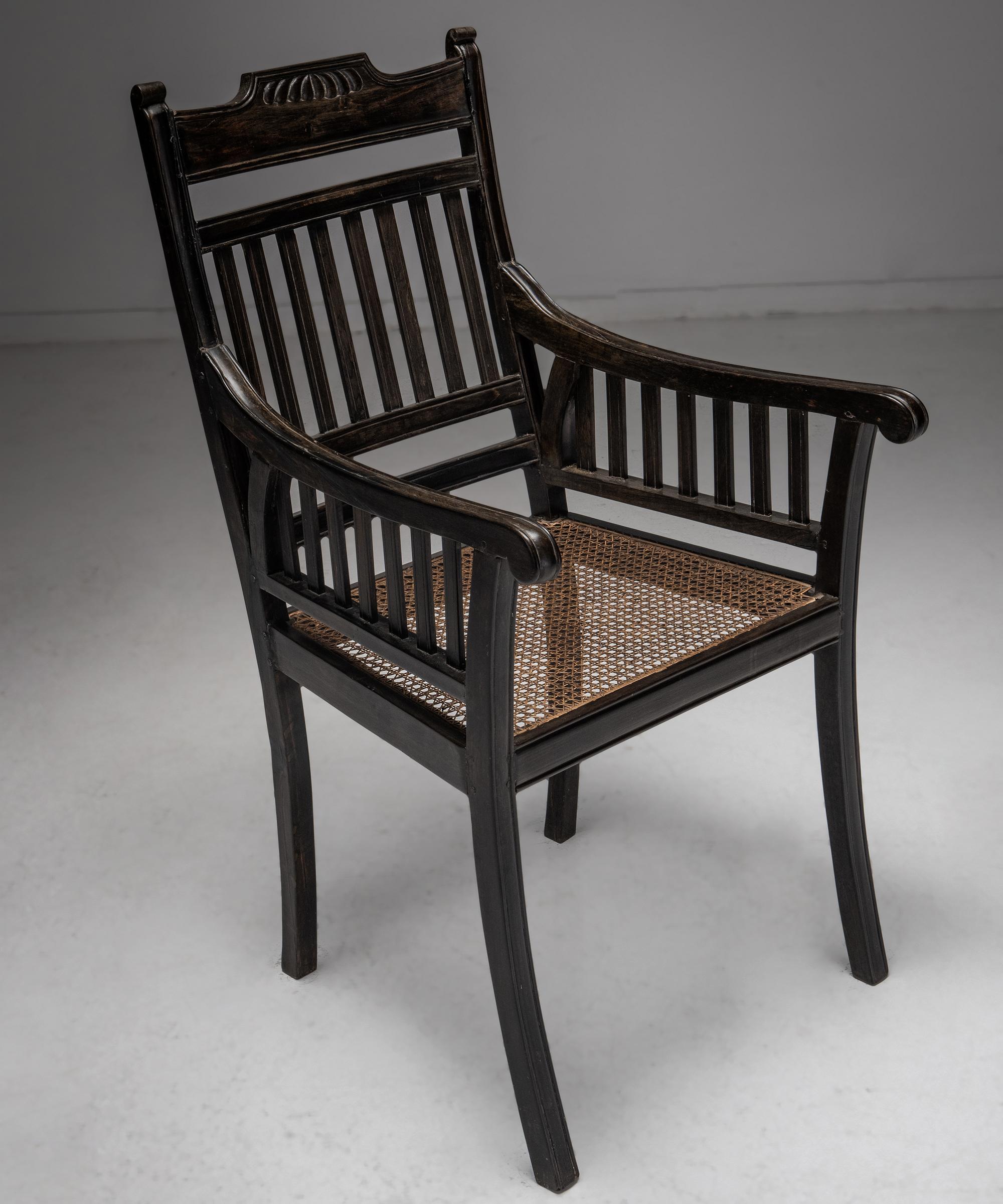 20th Century Set of '6' Ebony & Cane Dining Chairs, England, 1940