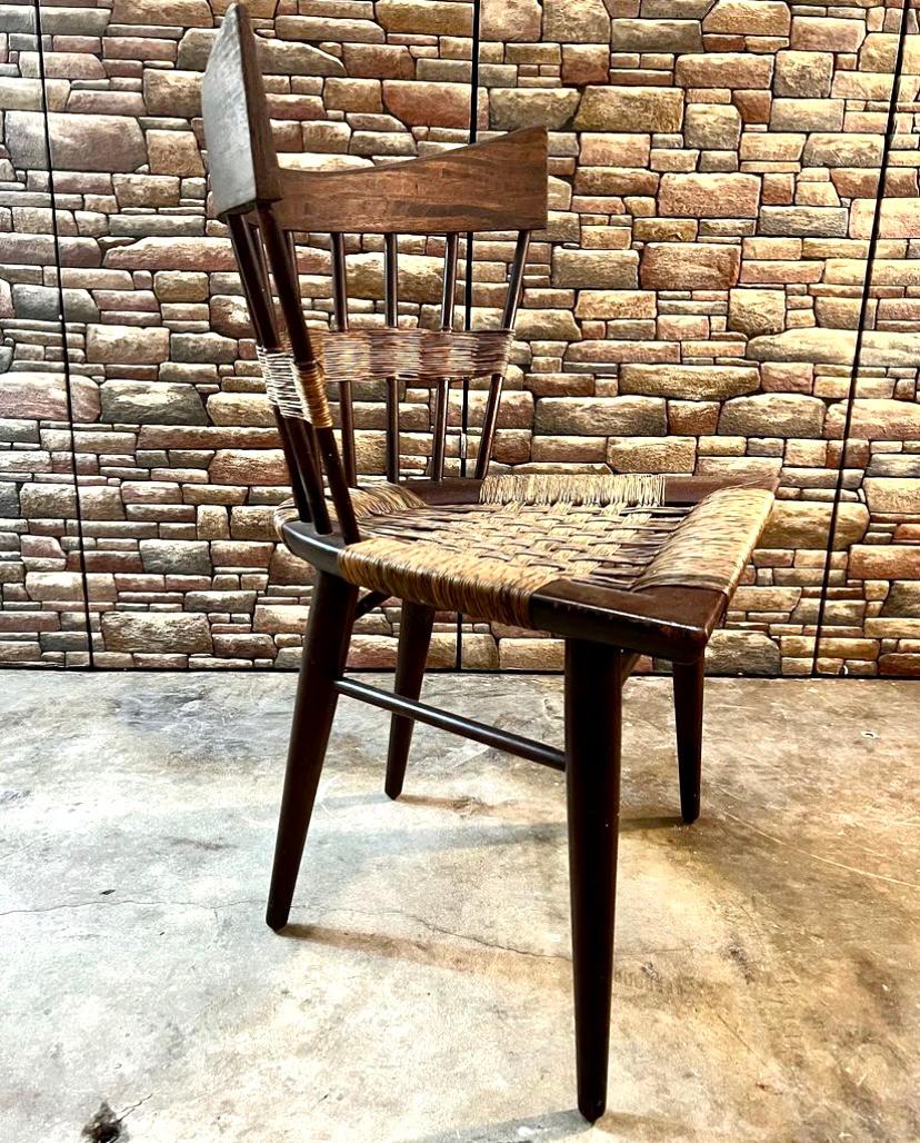 Beautiful set of 6 Mexican modernist 'Yucatan' dining chairs designed by Edmond J. Spence made of mahogany and woven seagrass, Mexico, the 1950s. The seagrass is in great condition and there is some wear on a couple of the chairs located on the