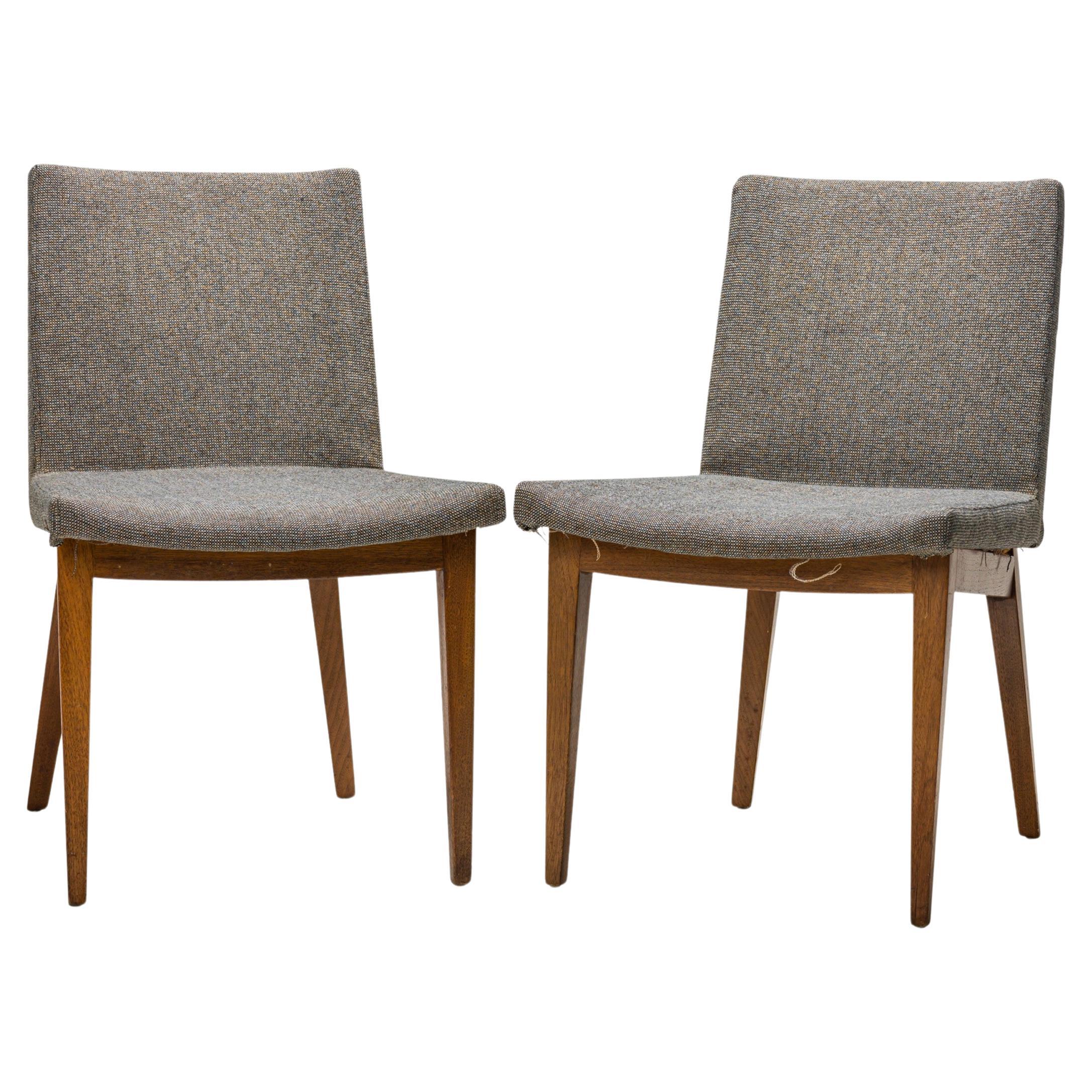 Set of 6 Edward J Wormley Gray Fabric Upholstered Dining Side Chairs For Sale