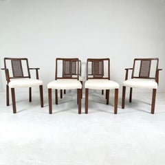 Set of 6 Edward Wormley for Dunbar Cane Back Freshly Upholstered Dining Chairs
