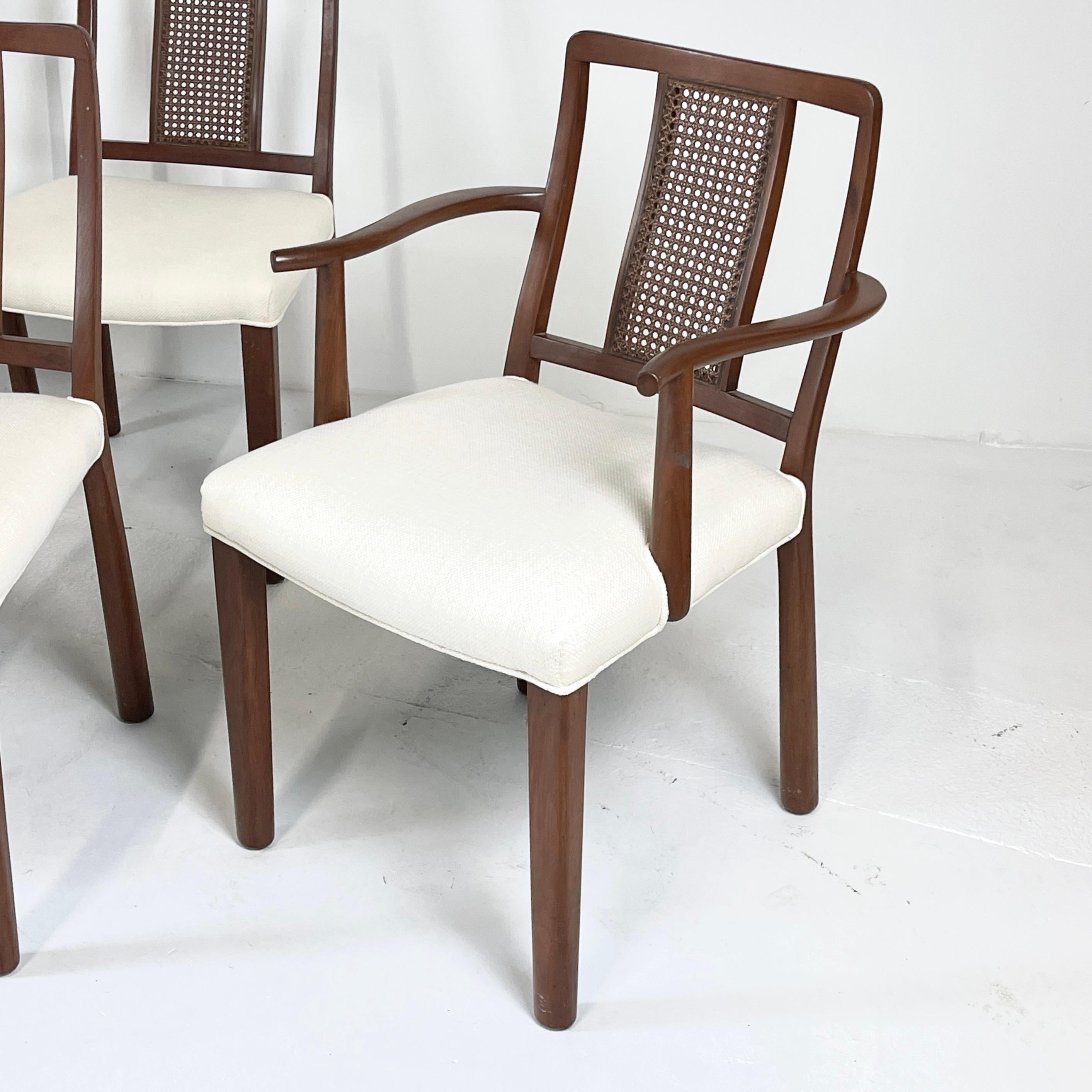Américain Ensemble de 6 chaises de salle à manger à dossier canné Edward Wormley pour Dunbar en vente