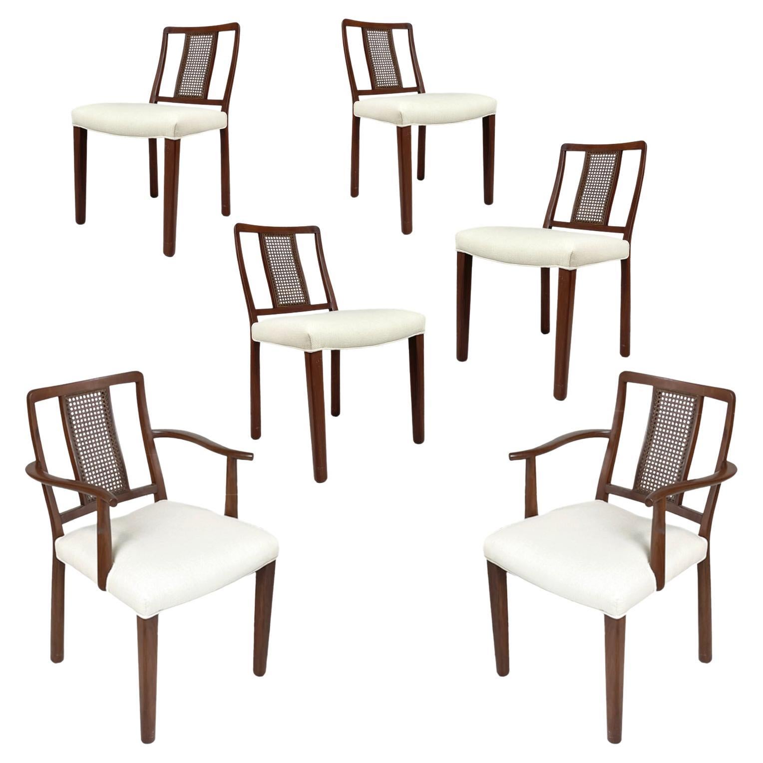 Ensemble de 6 chaises de salle à manger à dossier canné Edward Wormley pour Dunbar
