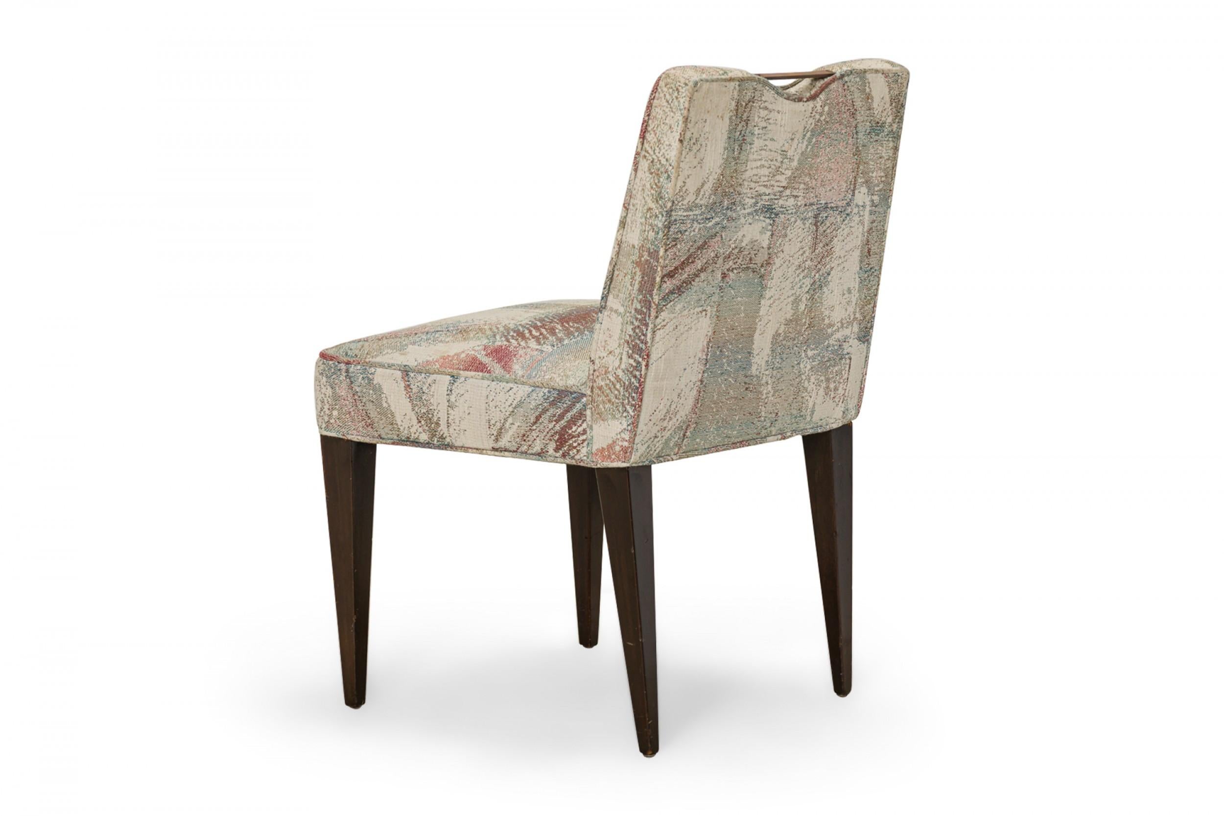 Fabric Set of 6 Edward Wormley for Dunbar Patterned Pastel Upholstered Dining Chairs For Sale