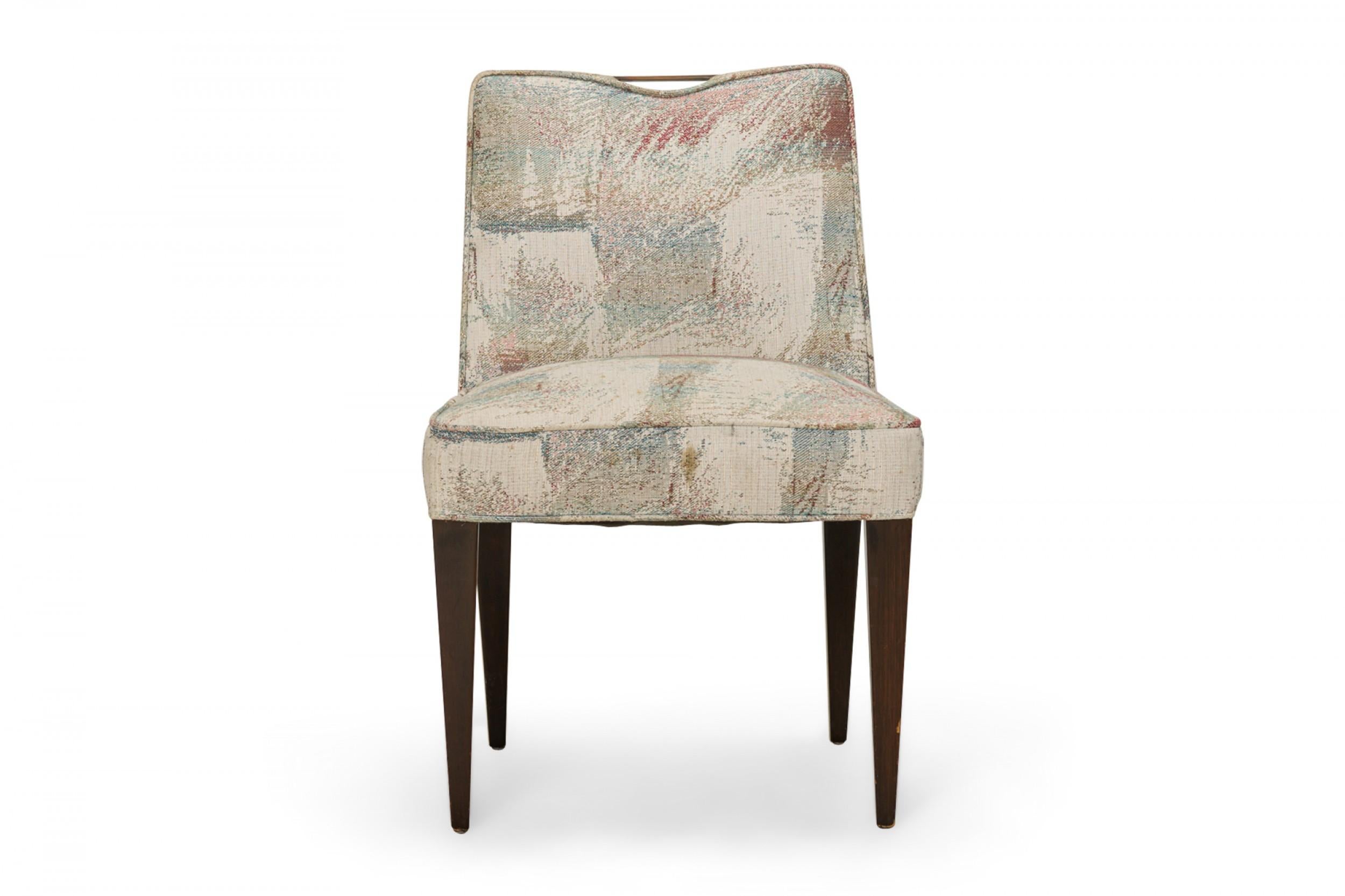 Tissu Edward Wormley lot de 6 chaises de salle à manger tapissées à motifs pastel pour Dunbar en vente