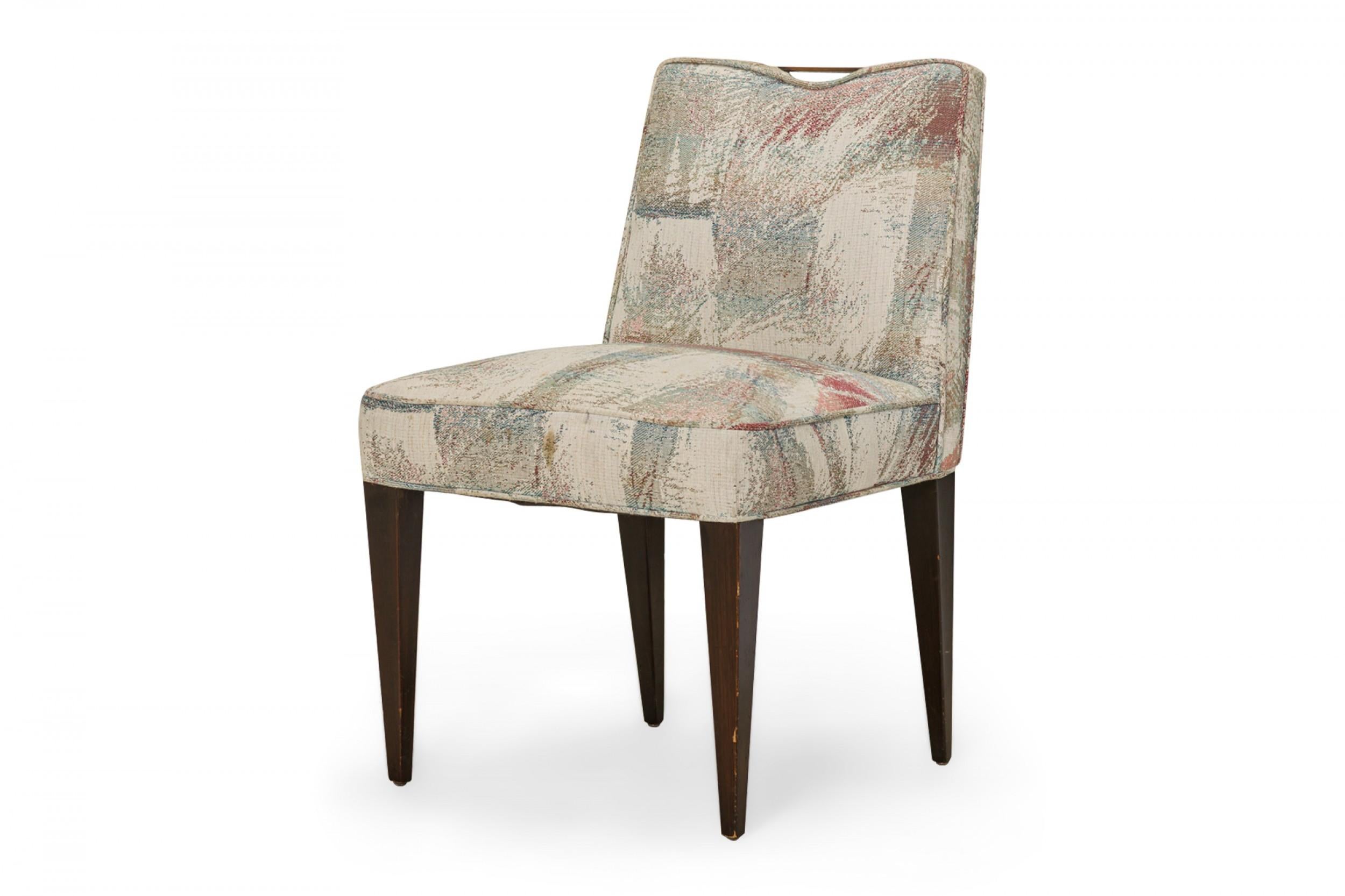 Set of 6 Edward Wormley for Dunbar Patterned Pastel Upholstered Dining Chairs In Good Condition For Sale In New York, NY