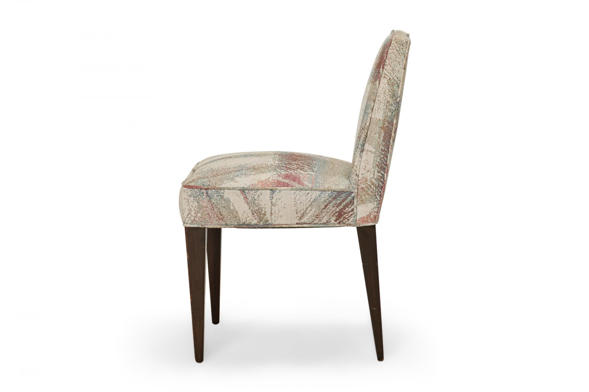20th Century Set of 6 Edward Wormley for Dunbar Patterned Pastel Upholstered Dining Chairs For Sale