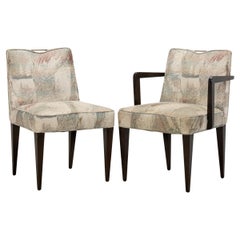 Set of 6 Edward Wormley for Dunbar Patterned Pastel Upholstered Dining Chairs