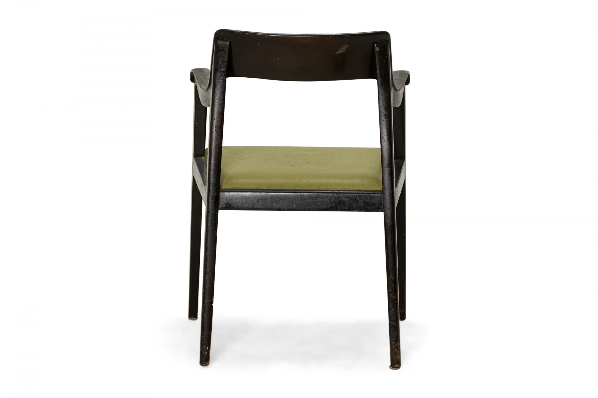 20th Century Set of 6 Edward Wormley for Dunbar 'Riemerschmid' Black and Green Dining Chairs For Sale