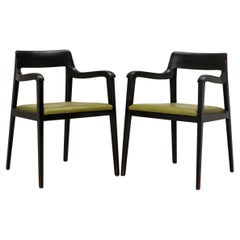 Set of 6 Edward Wormley for Dunbar 'Riemerschmid' Black and Green Dining Chairs