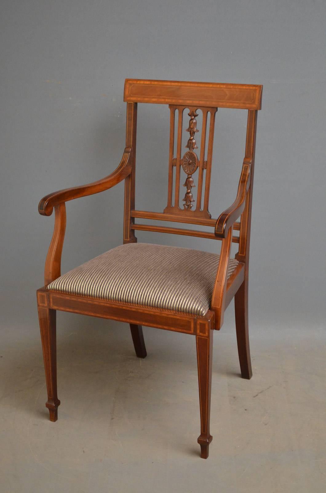 Set of Six Edwardian Mahogany Dining Chairs In Excellent Condition In Whaley Bridge, GB