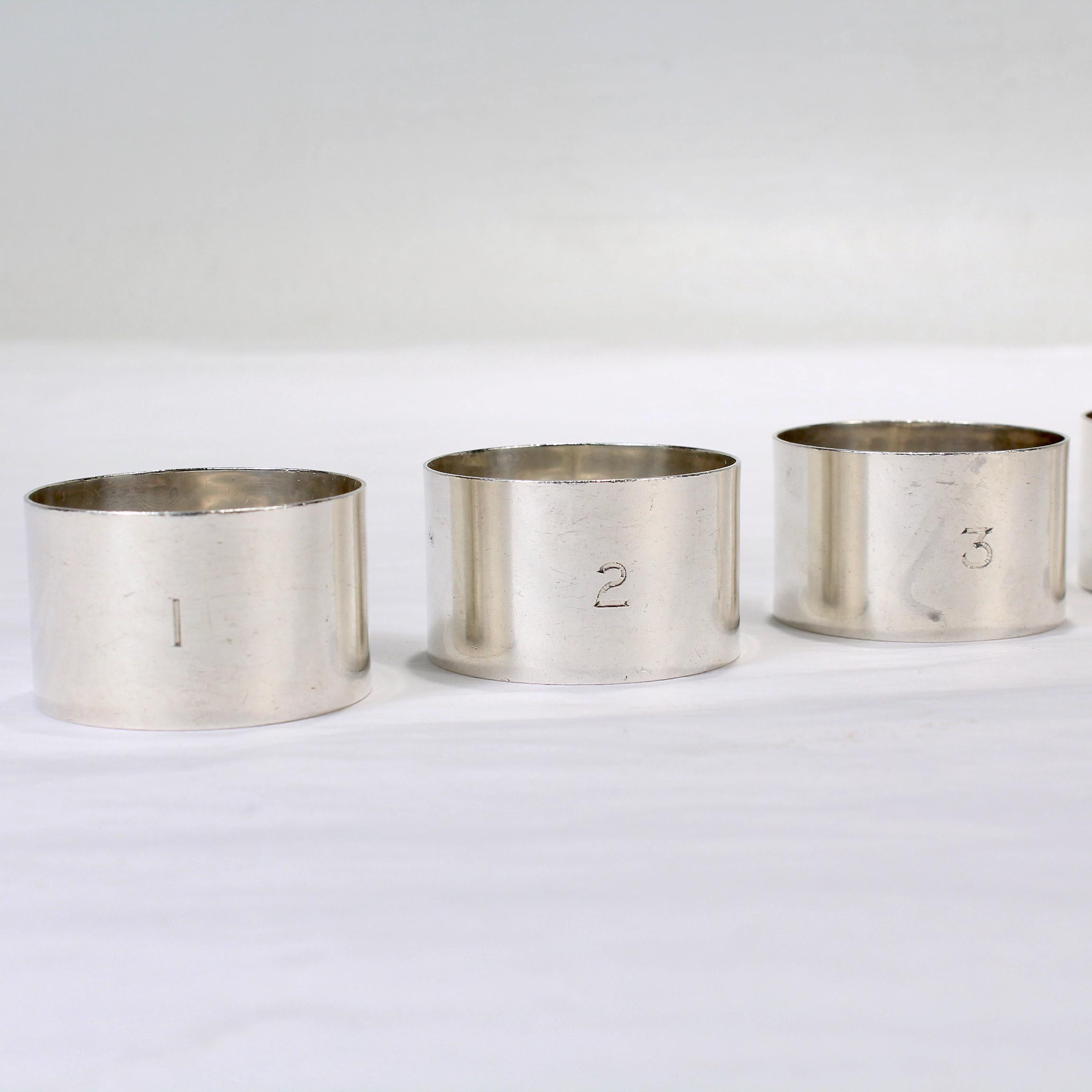 Set of 6 Edwardian Numbered Sterling Silver Napkin Rings by Adie Brothers In Good Condition In Philadelphia, PA