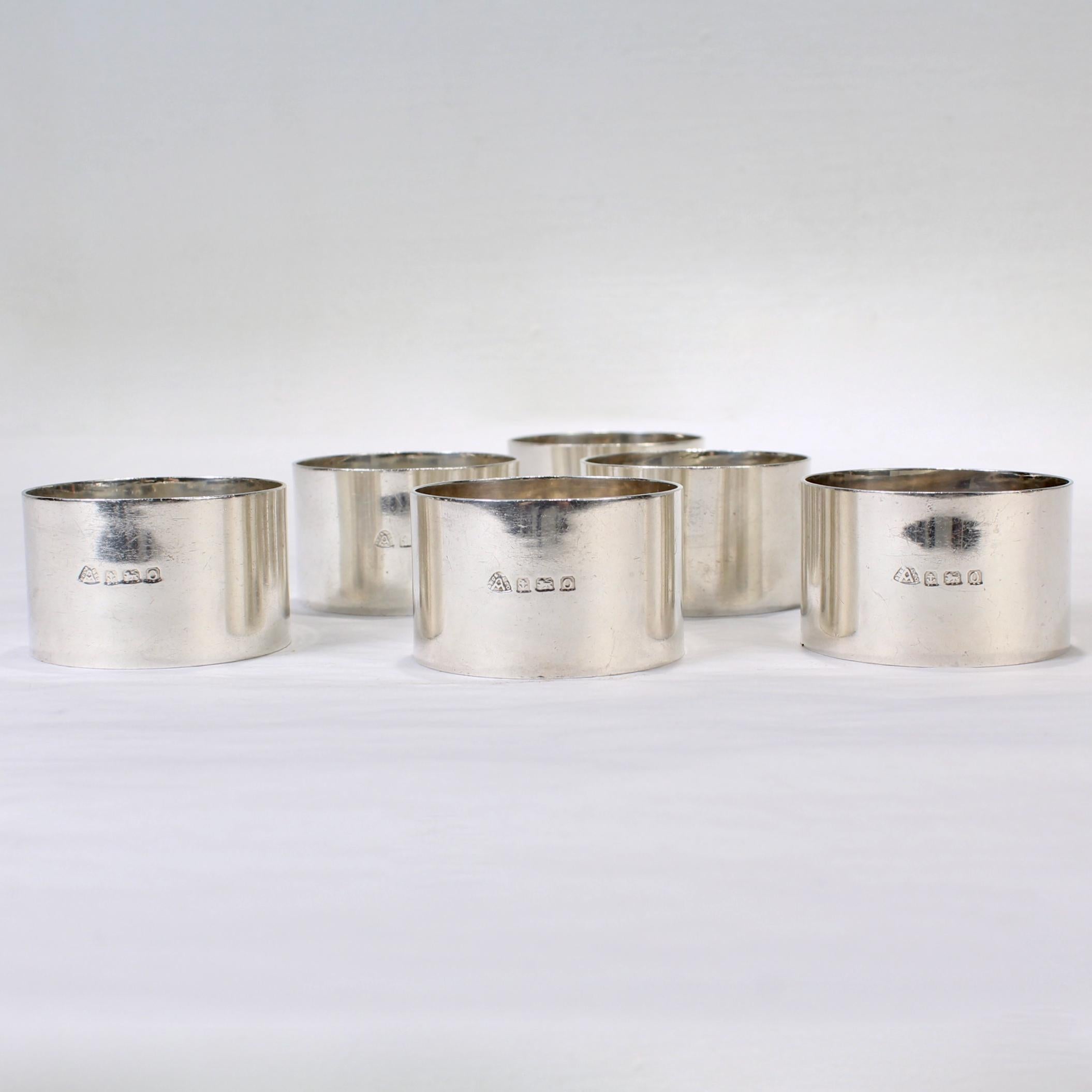 Set of 6 Edwardian Numbered Sterling Silver Napkin Rings by Adie Brothers 4