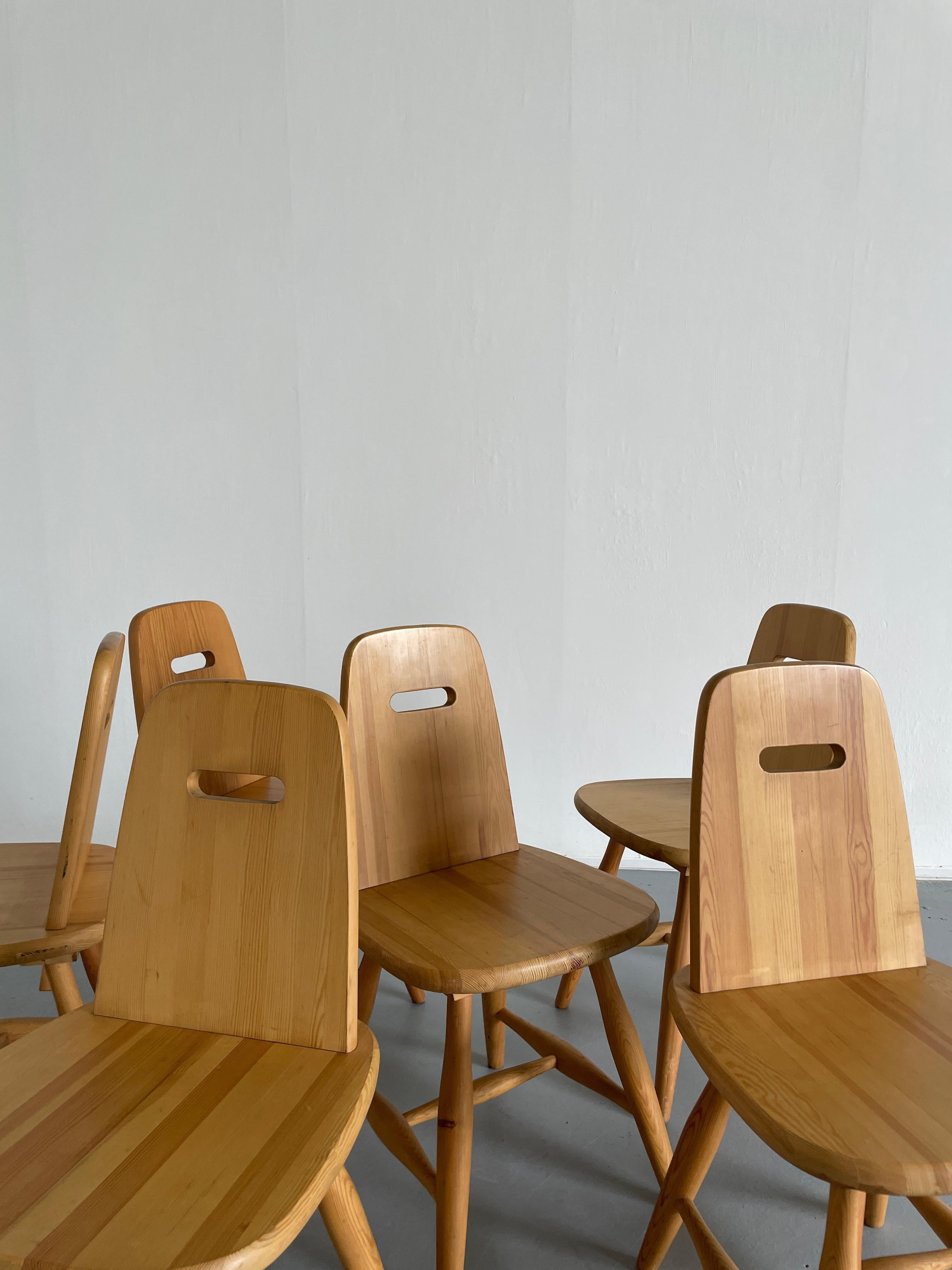 Set of 6 Eero Aarnio 'Pirtti' Wooden Dining Chairs in Solid Pine for Laukaan Puu 3