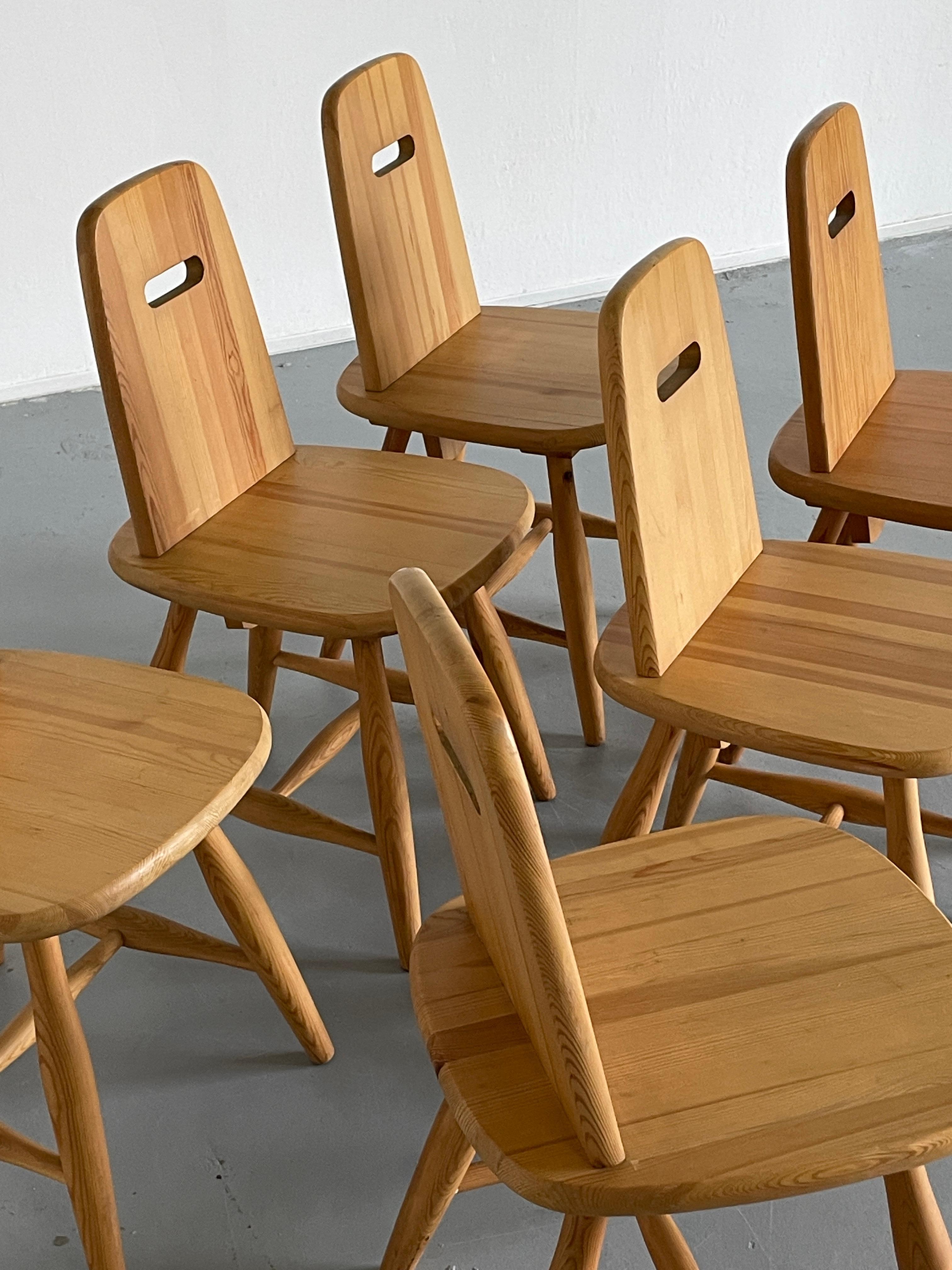 Set of 6 Eero Aarnio 'Pirtti' Wooden Dining Chairs in Solid Pine for Laukaan Puu 6