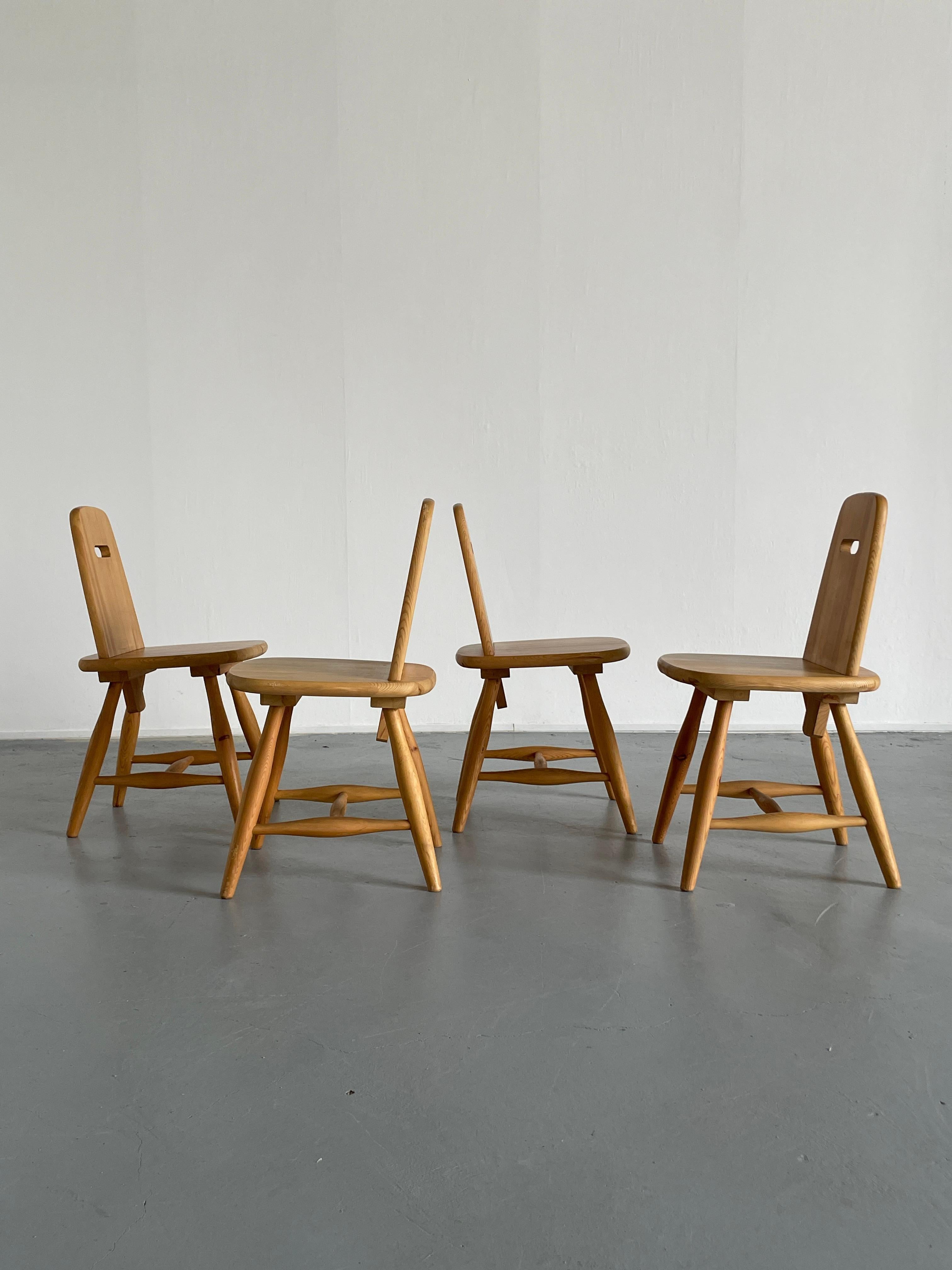 Scandinavian Modern Set of 6 Eero Aarnio 'Pirtti' Wooden Dining Chairs in Solid Pine for Laukaan Puu