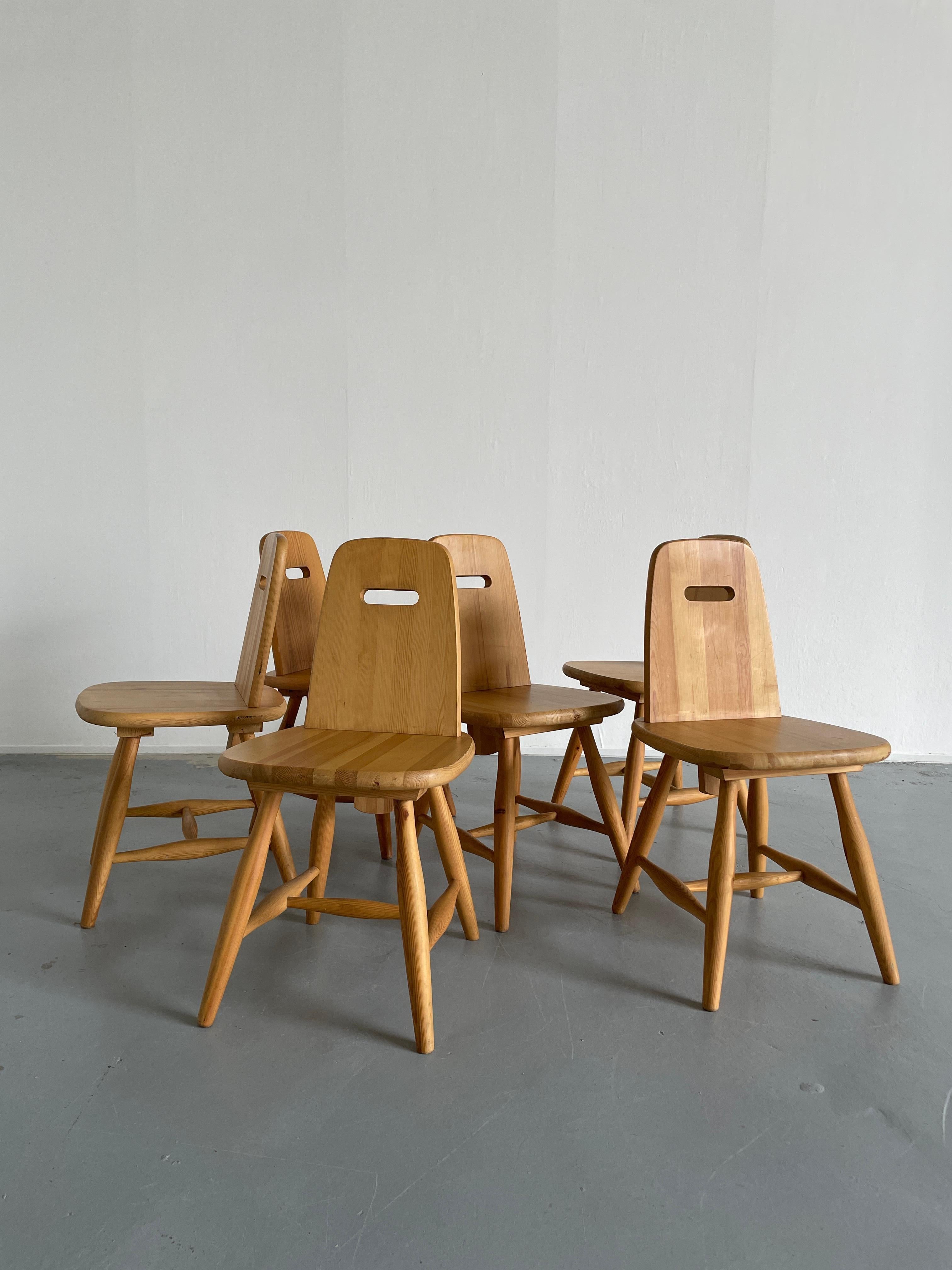 Set of 6 Eero Aarnio 'Pirtti' Wooden Dining Chairs in Solid Pine for Laukaan Puu In Good Condition In Zagreb, HR