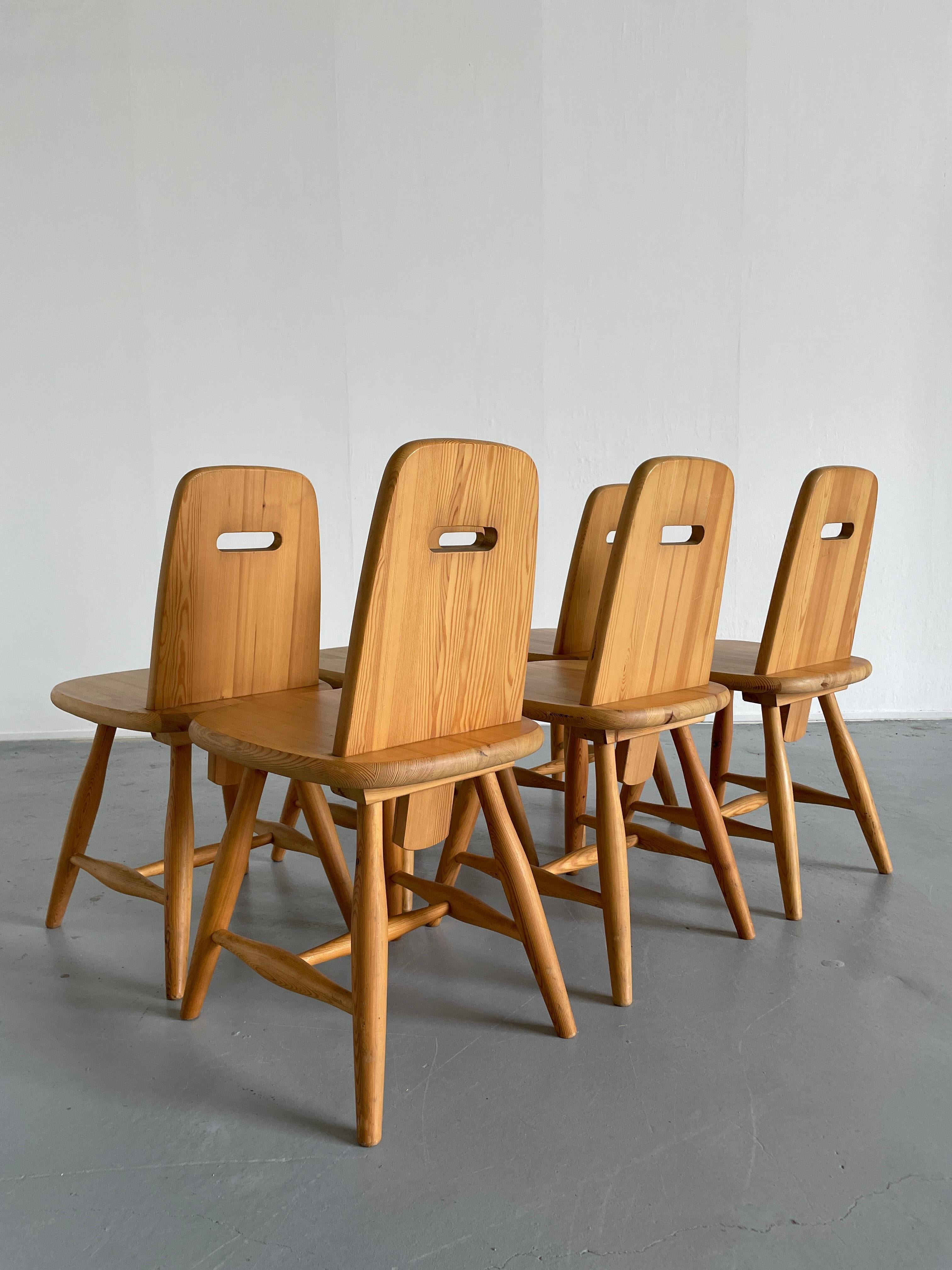 Set of 6 Eero Aarnio 'Pirtti' Wooden Dining Chairs in Solid Pine for Laukaan Puu 1