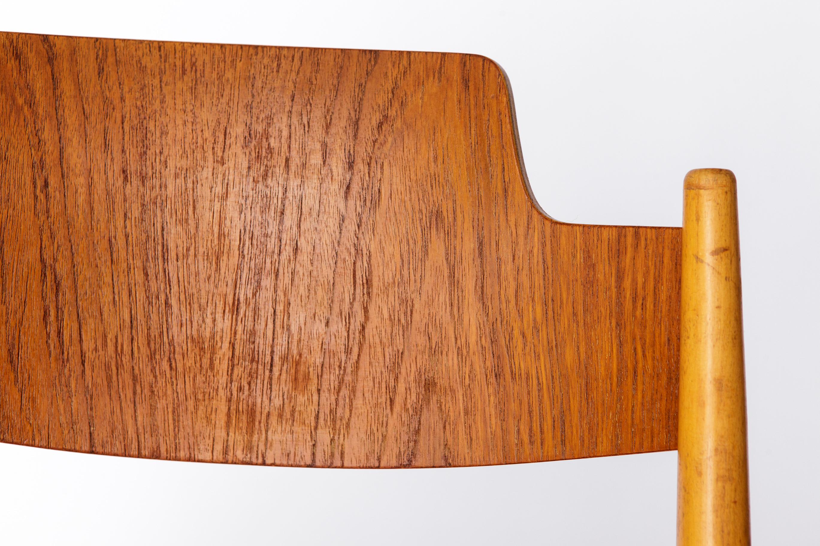 Mid-Century moderno Set di 6 sedie Foldes Egon Eiermann SE18 - Wilde + Spieth, 1950, Teak e Beeche in vendita