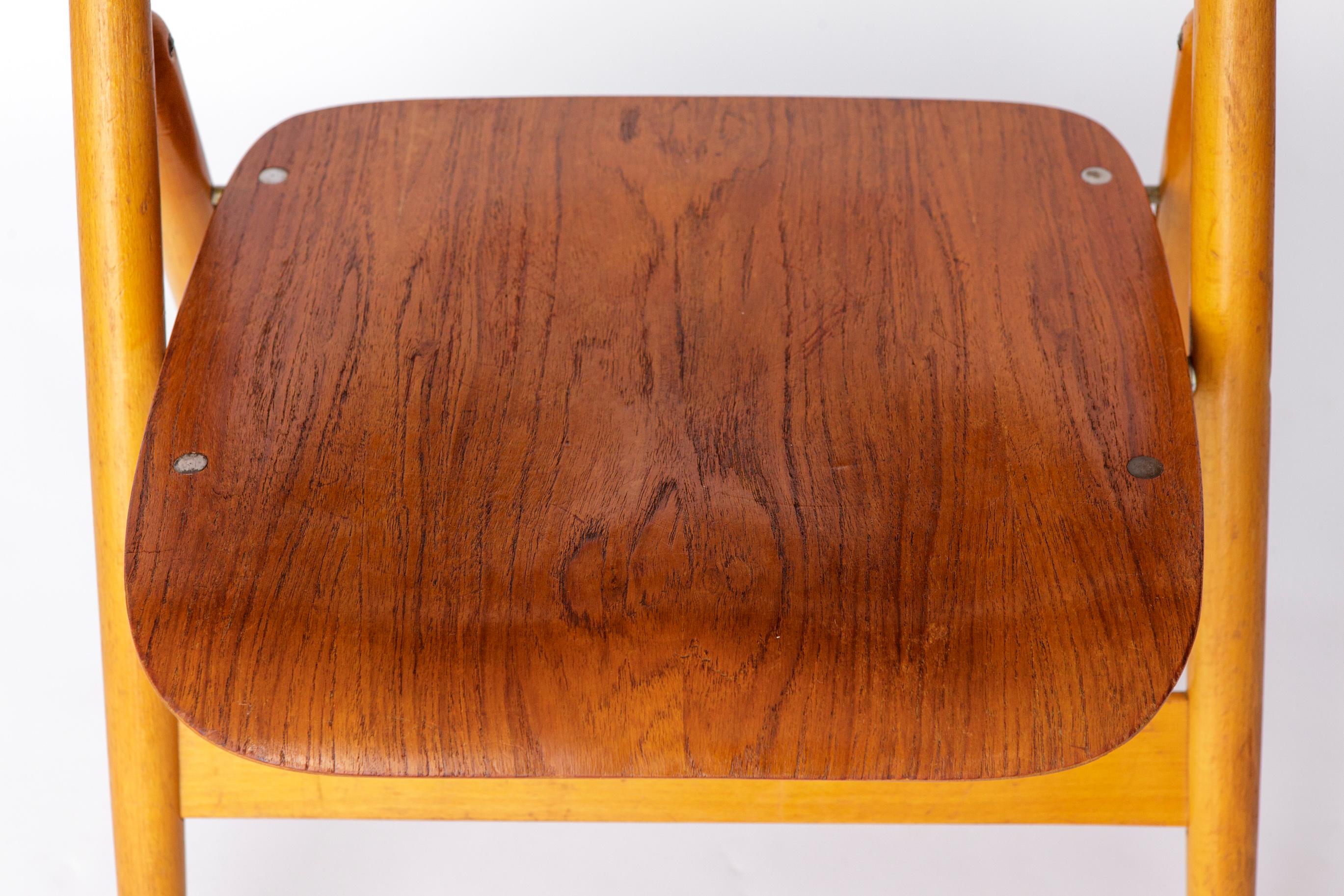 Tedesco Set di 6 sedie Foldes Egon Eiermann SE18 - Wilde + Spieth, 1950, Teak e Beeche in vendita