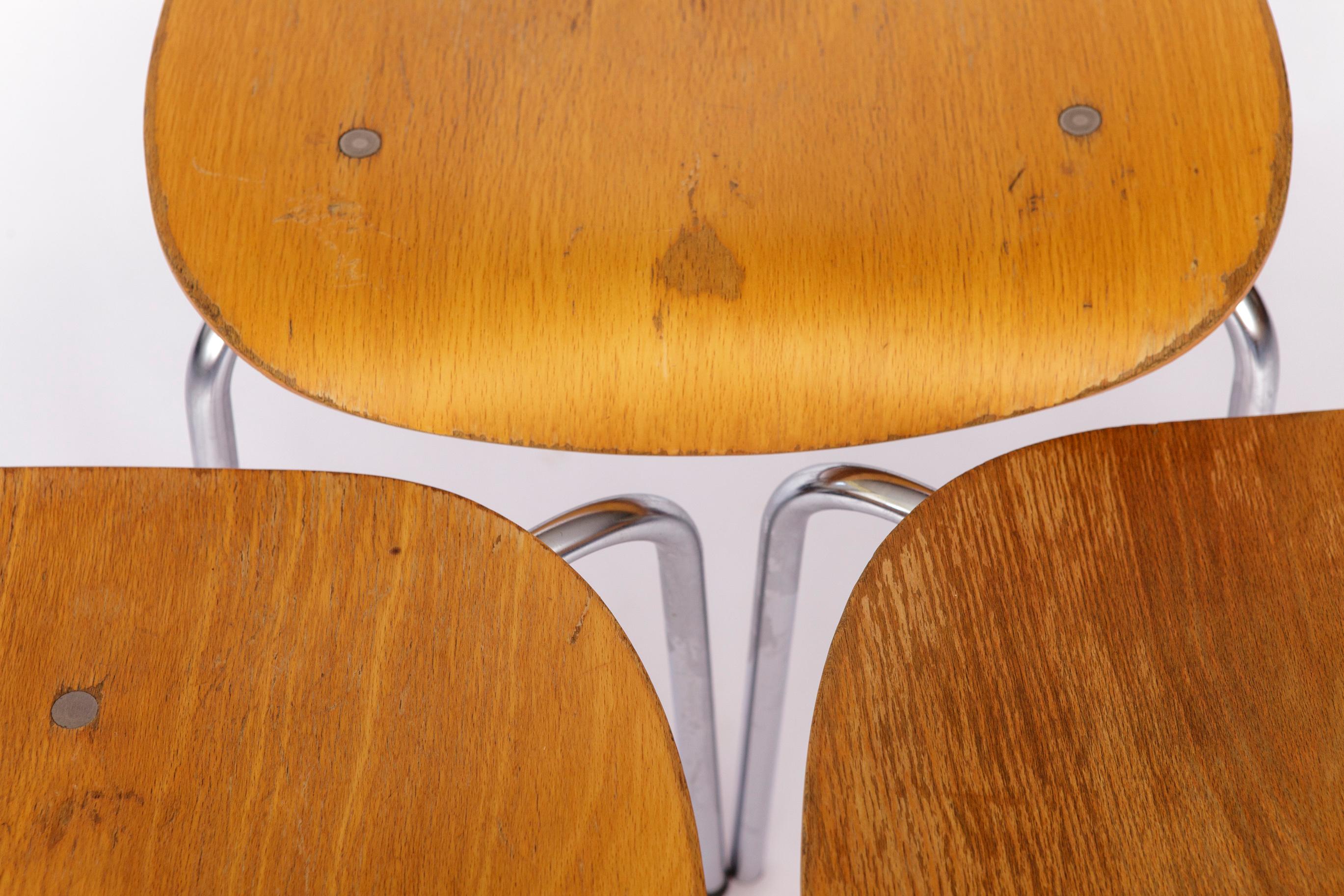 Mid-20th Century Set of 6 Egon Eiermann SE68 Stools – 1950s Mid Century Modern, Beech Plywood For Sale